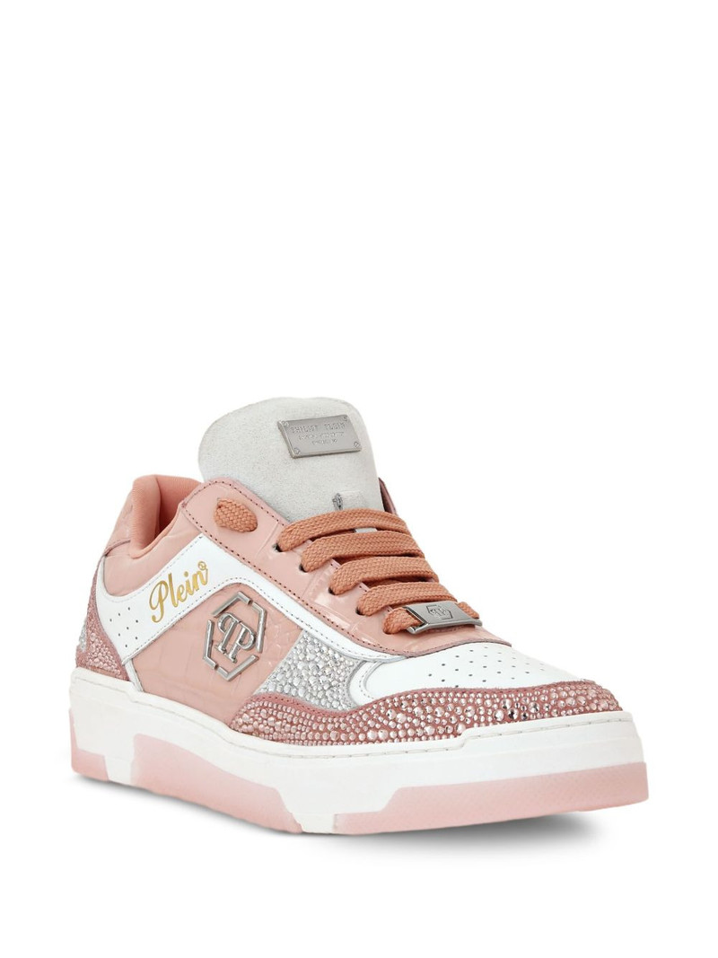 PHILIPP PLEIN crystal-embellished croc-embossed leather sneakers outlook