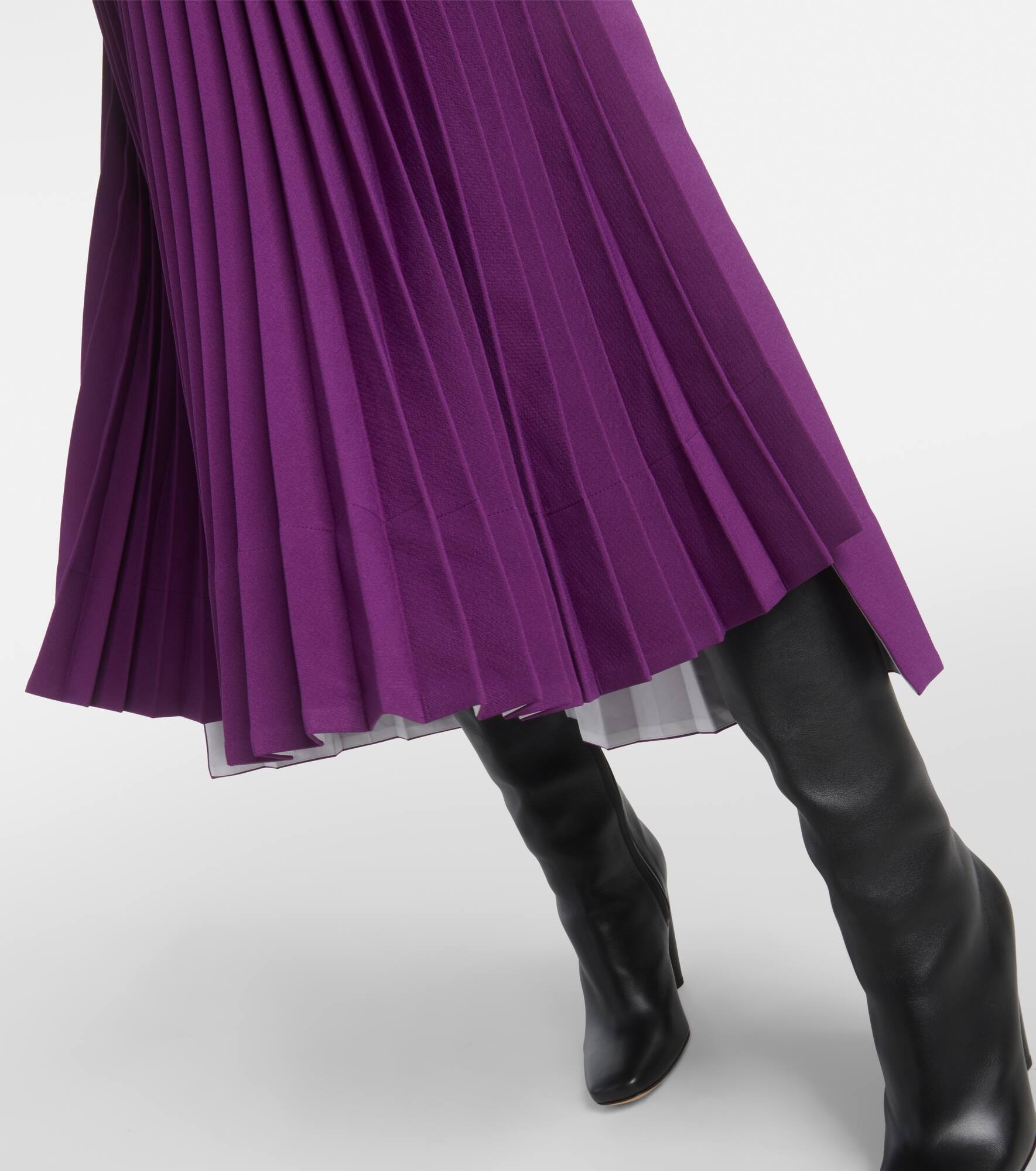 Pleated jersey midi skirt - 5