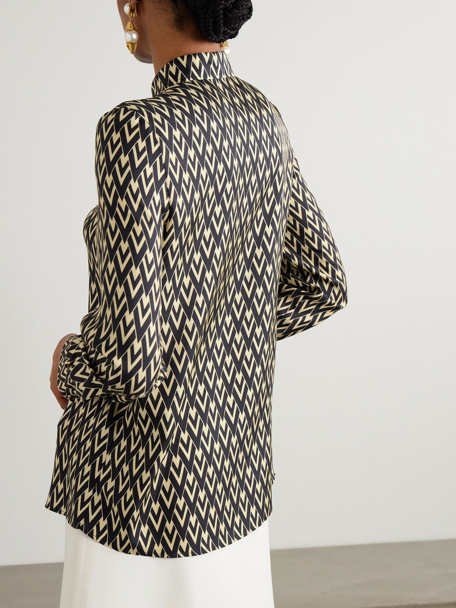 Printed silk-twill shirt Black - 4