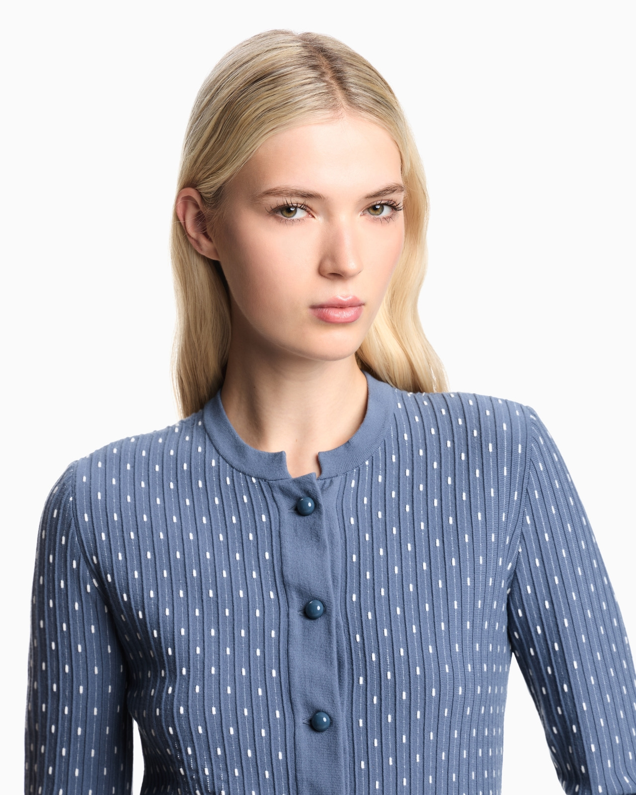 POLKA-DOT VISCOSE-JACQUARD PLAIN-KNIT CARDIGAN - 5