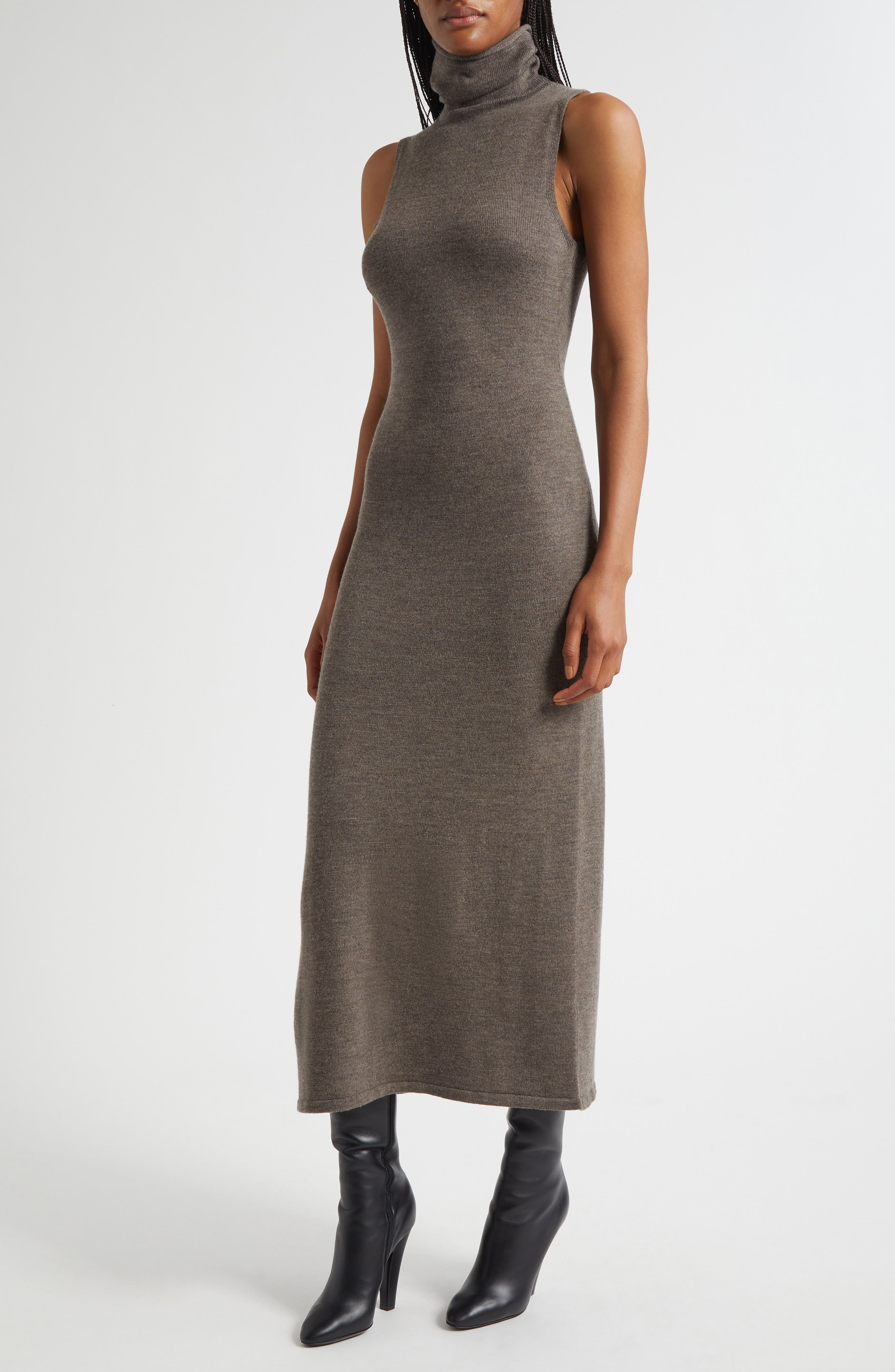 STAUD Canal Sleeveless Merino Wool Midi Dress in Truffle at Nordstrom - 3
