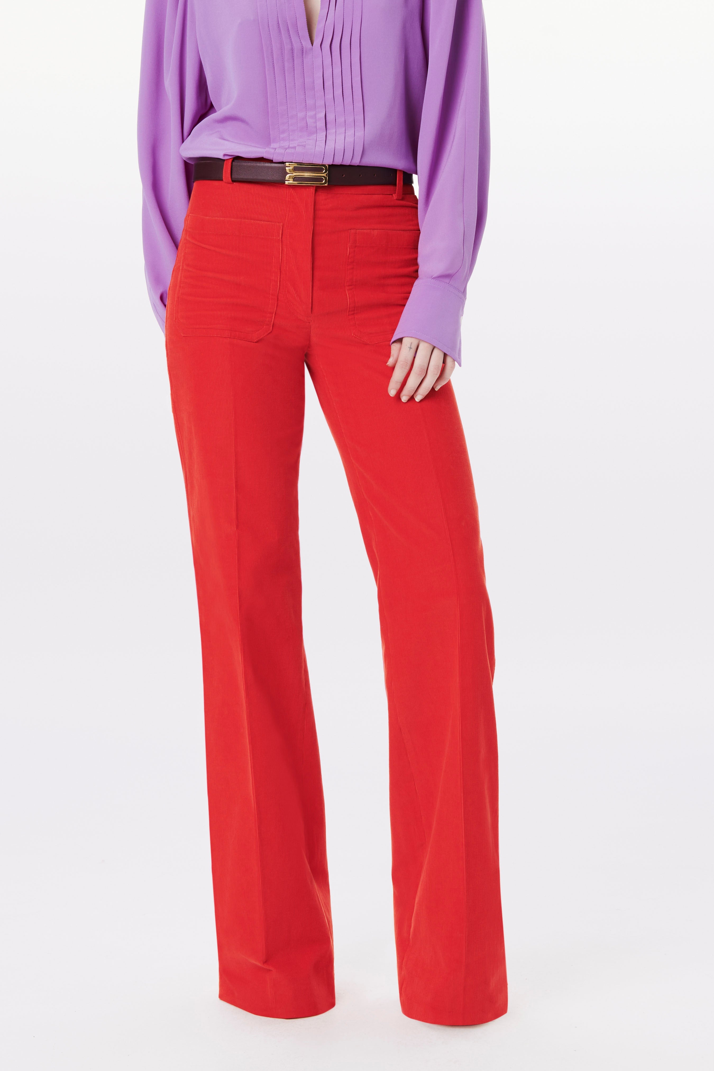 Corduroy Alina Trouser in Red - 3
