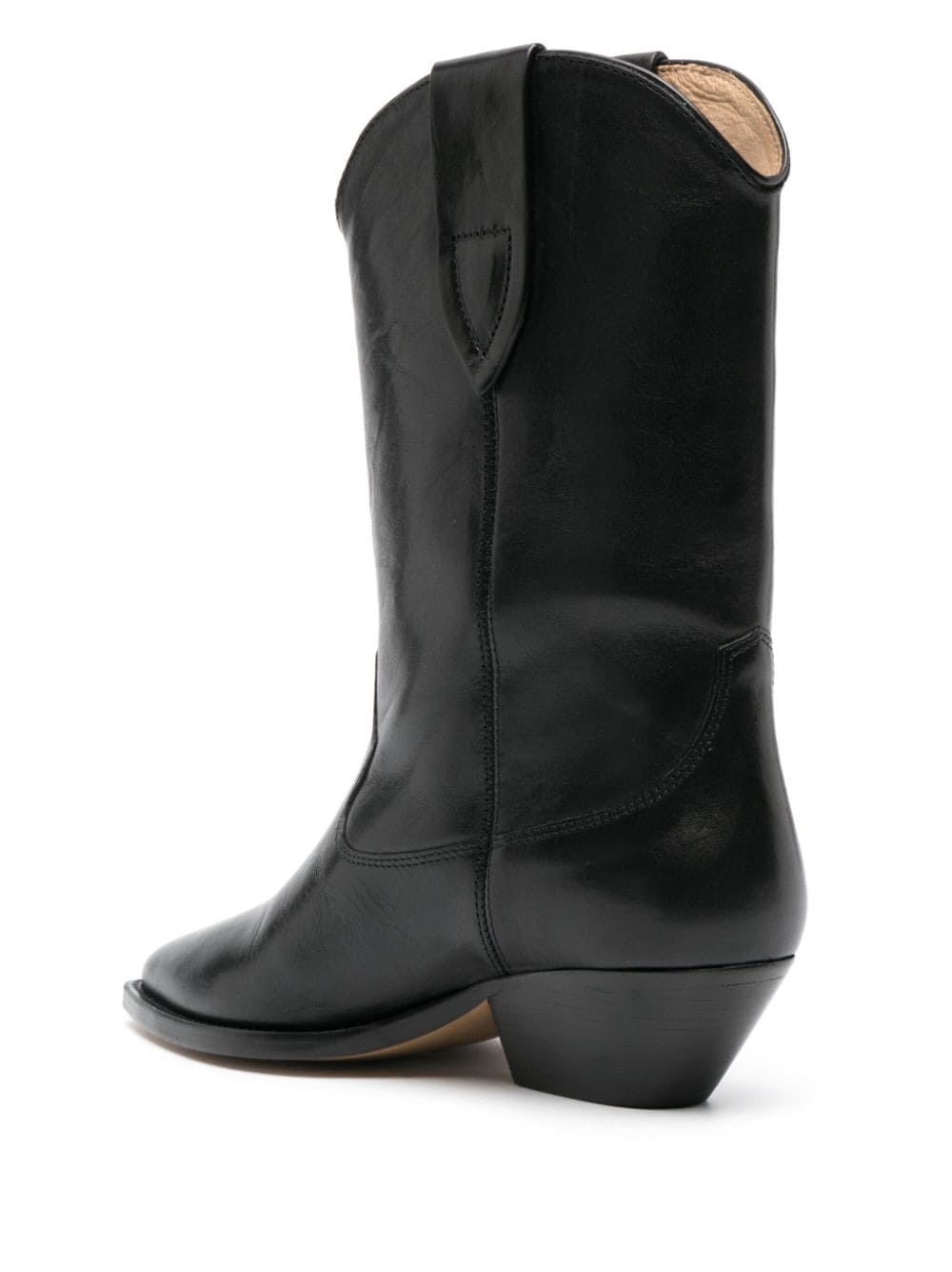 leather block-heel boots - 3