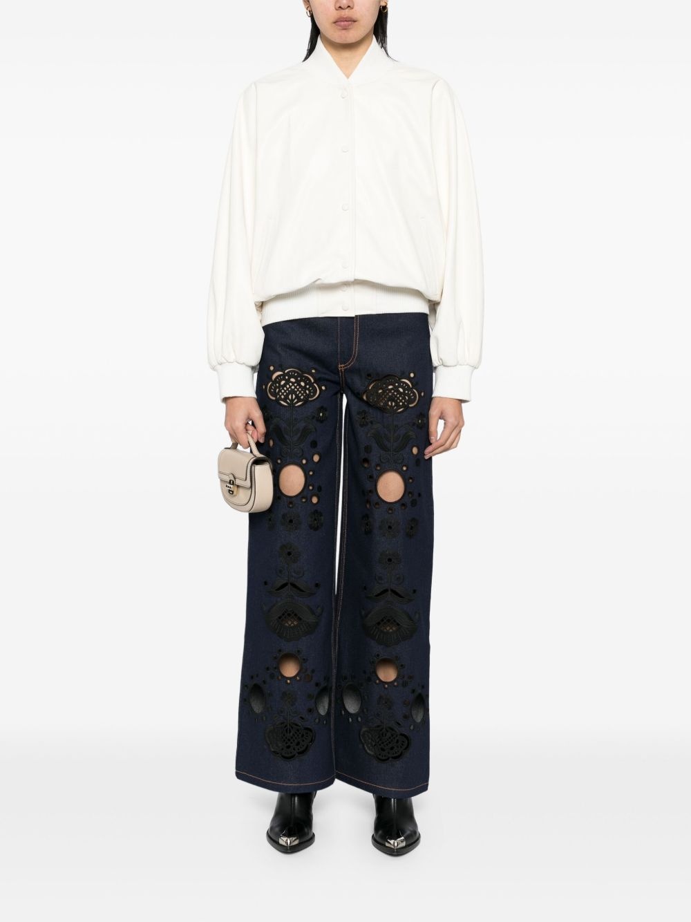 embroidered wide-leg jeans - 2