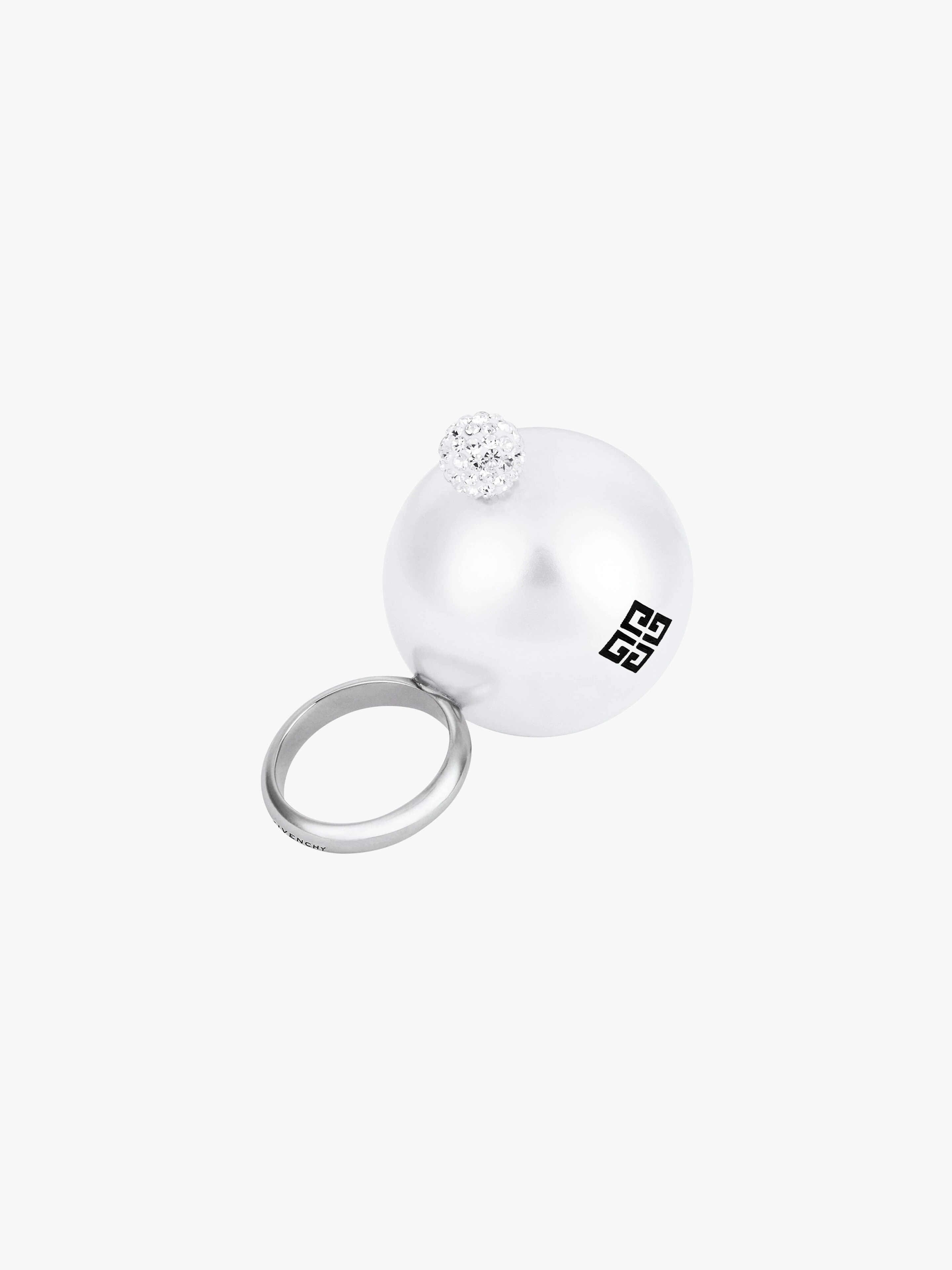 4G PEARL RING WITH CRYSTALS - 5