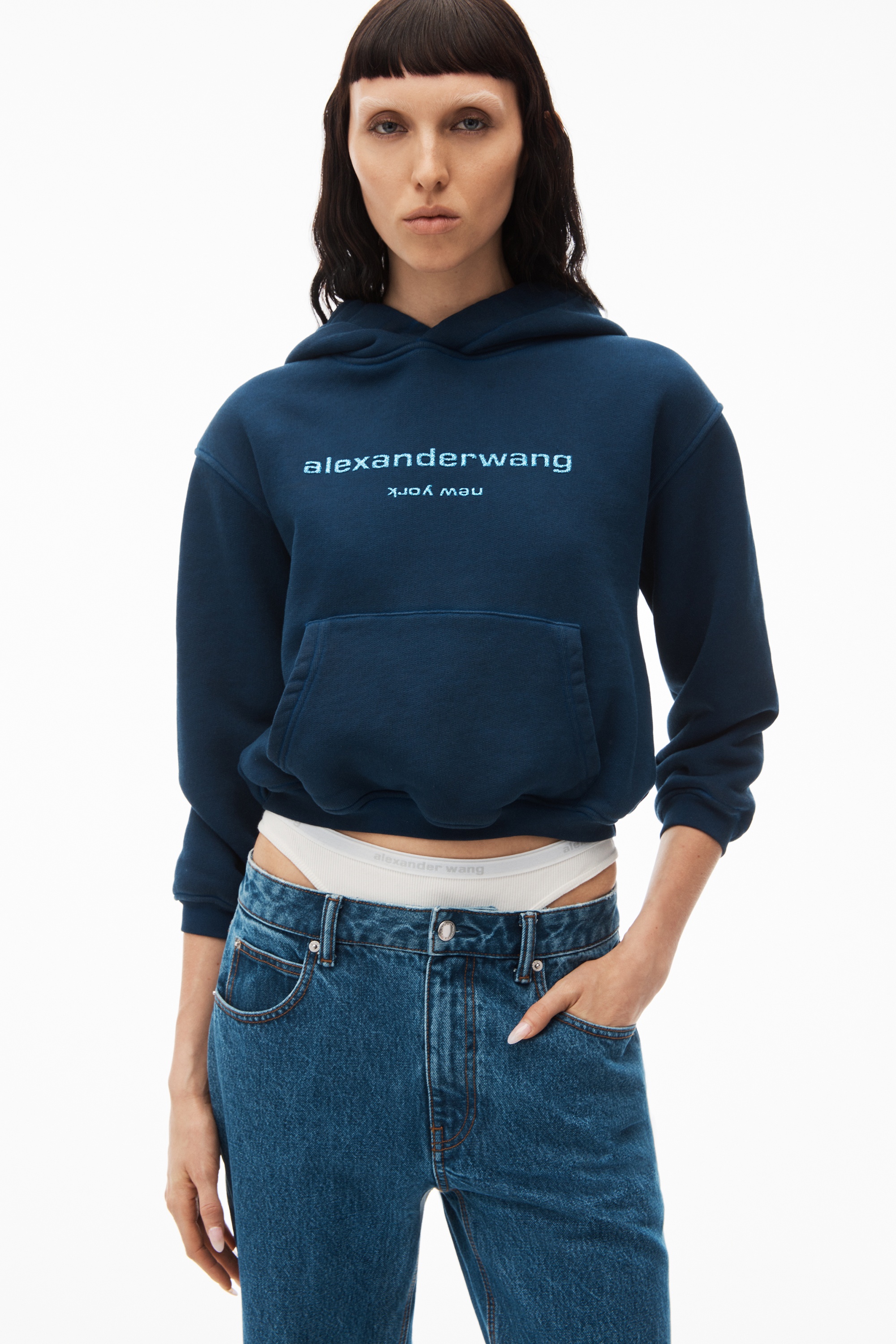 layered loose jean in denim - 4