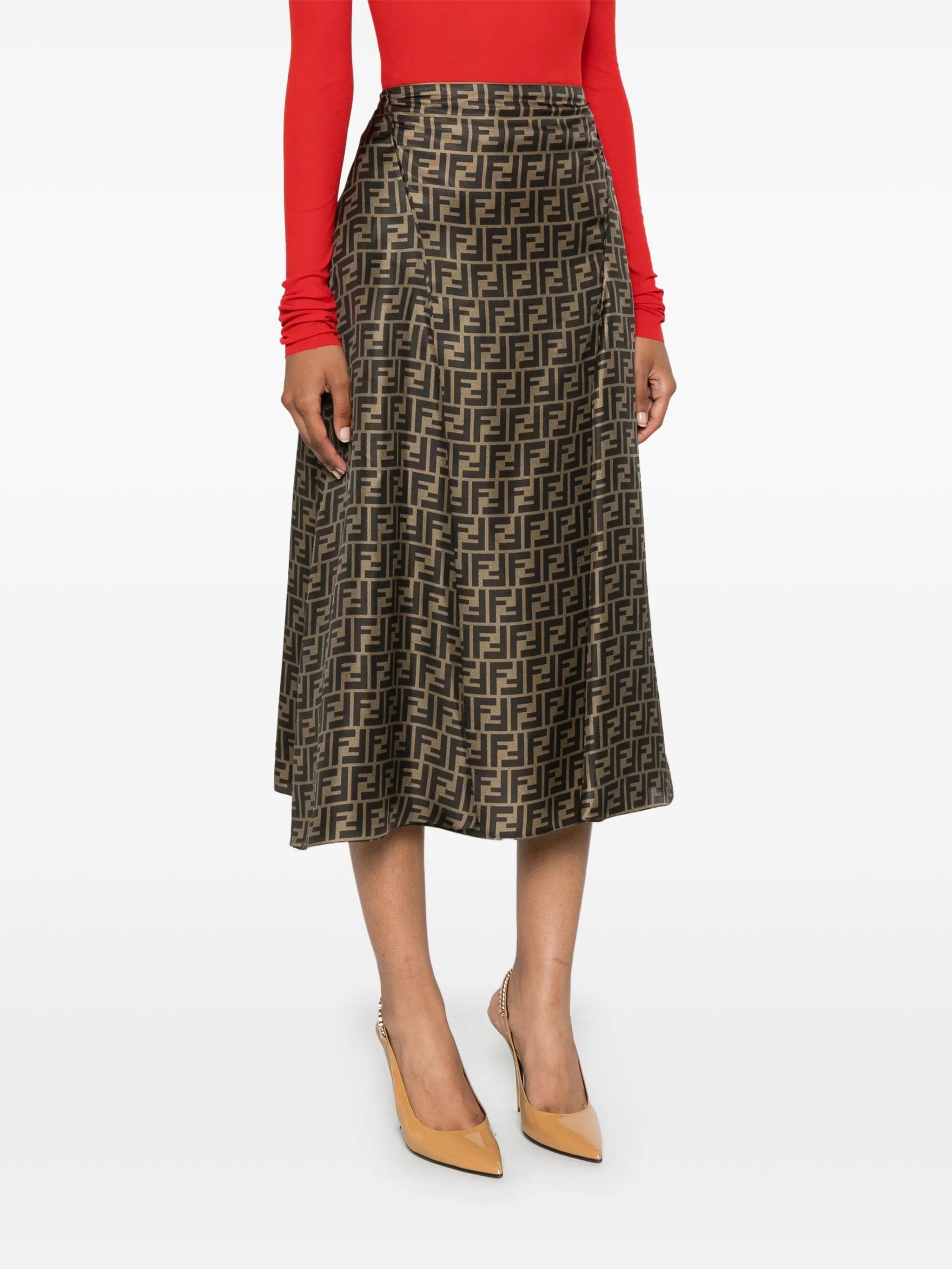 FF-pattern Print Midi Skirt - 2