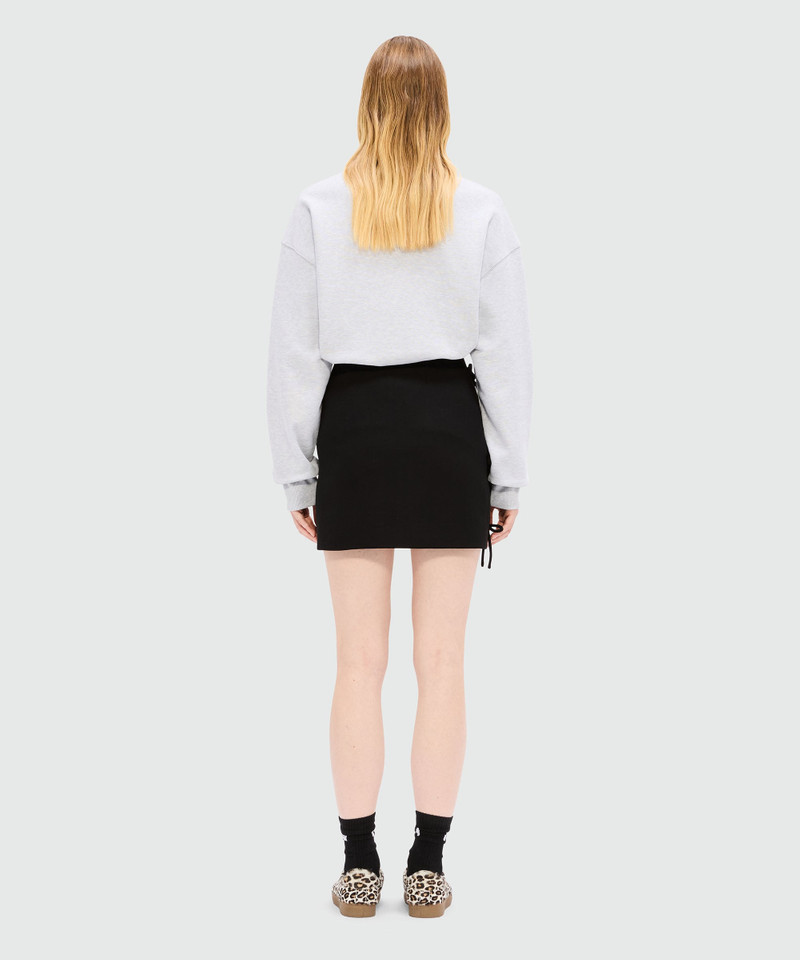 Black miniskirt in double crepe cady with bow detail 3