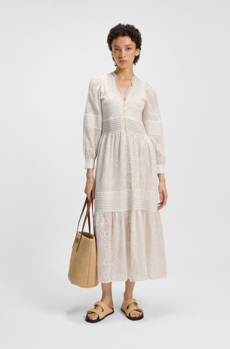 BOSS PLEAT-DETAIL DRESS IN COTTON BRODERIE outlook