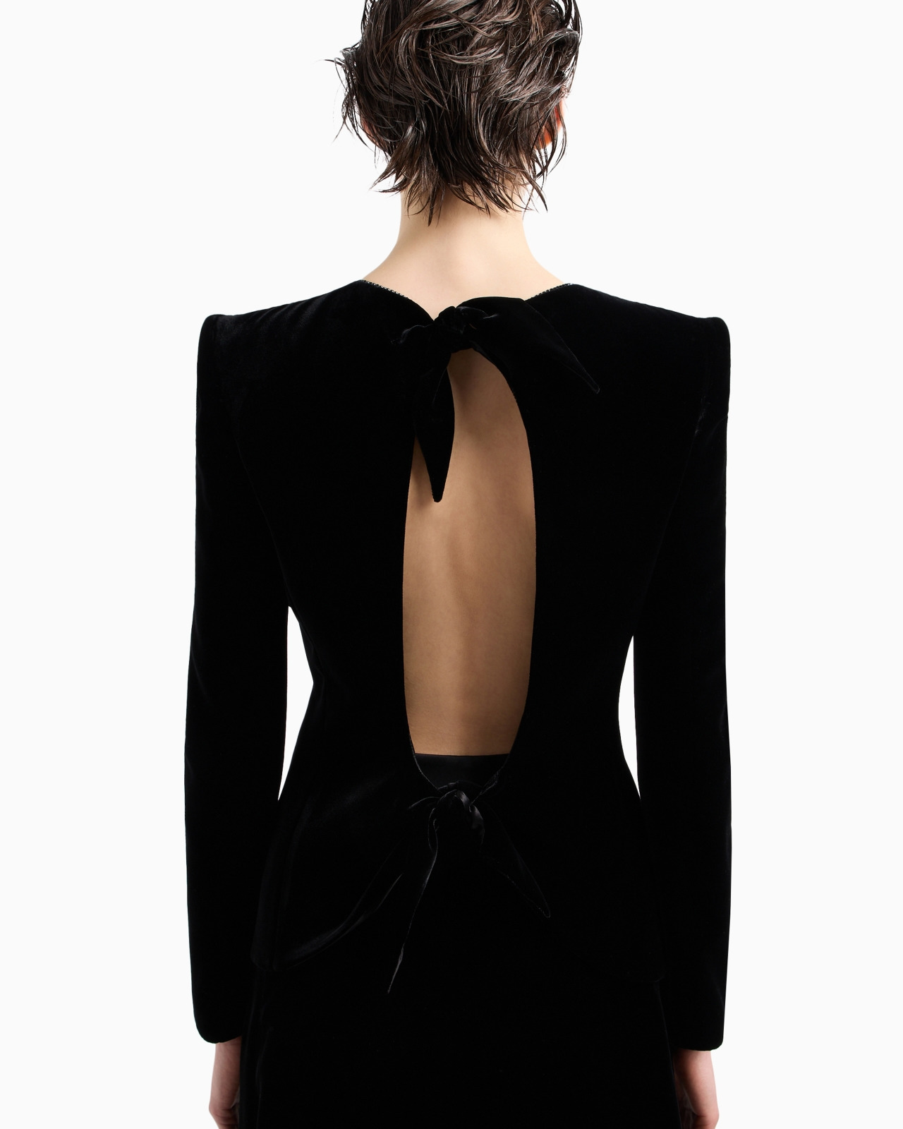 VELVET ZIP-UP JACKET WITH BOW DETAIL AND EMBROIDERY - 5