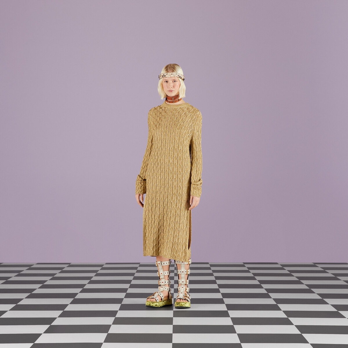 Chunky cable knit viscose dress - 5