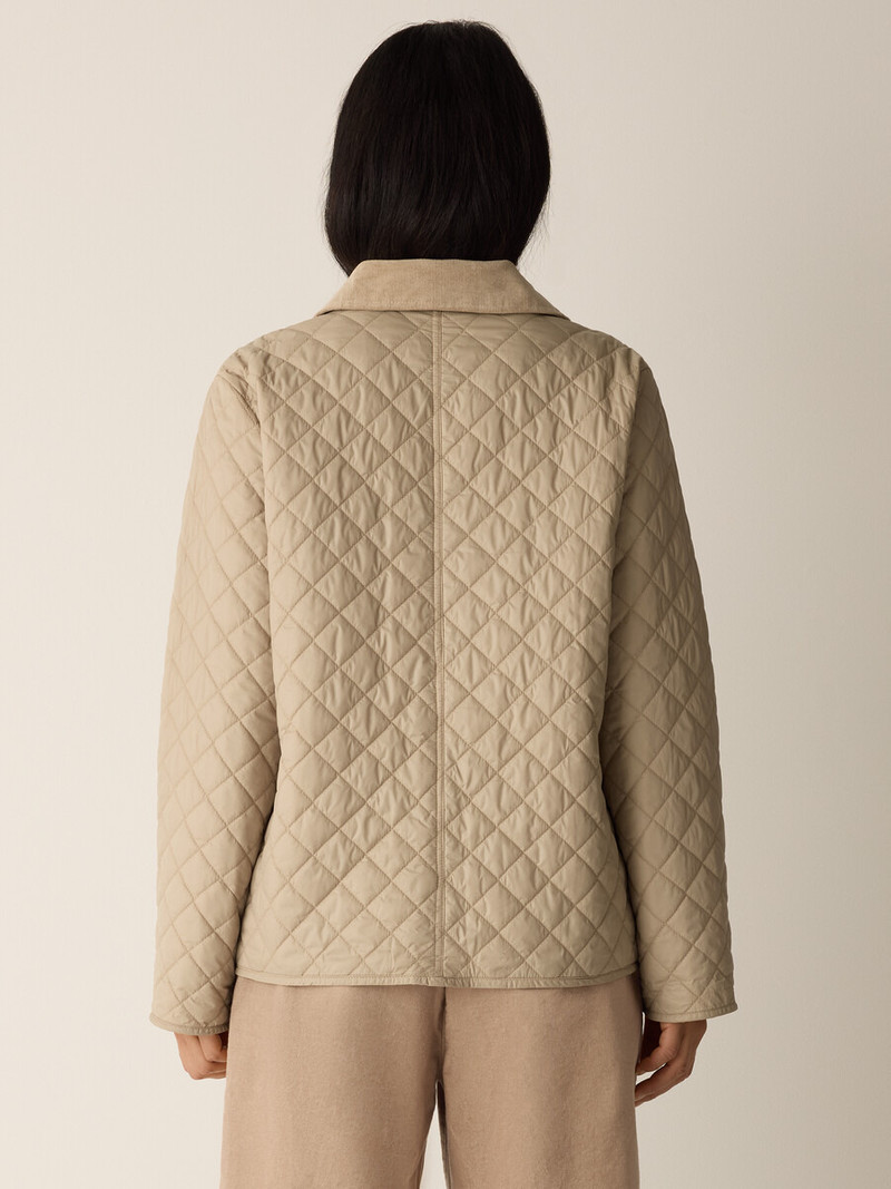 Eggshell Recycled Nylon Quilted Classic Collar Jacket 4