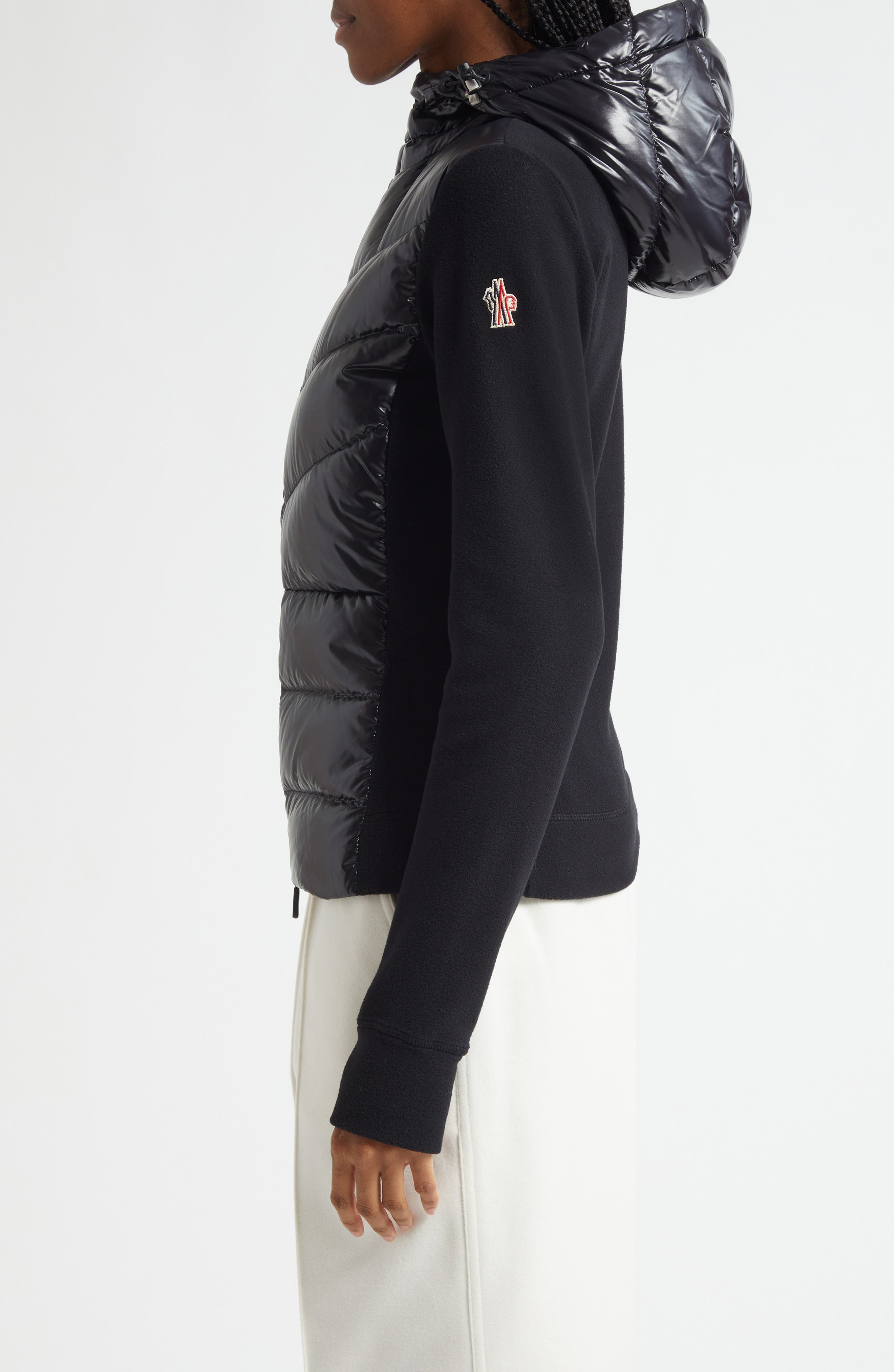 Moncler Grenoble Fleece & Quilted Down Hooded Jacket in Black at Nordstrom - 3