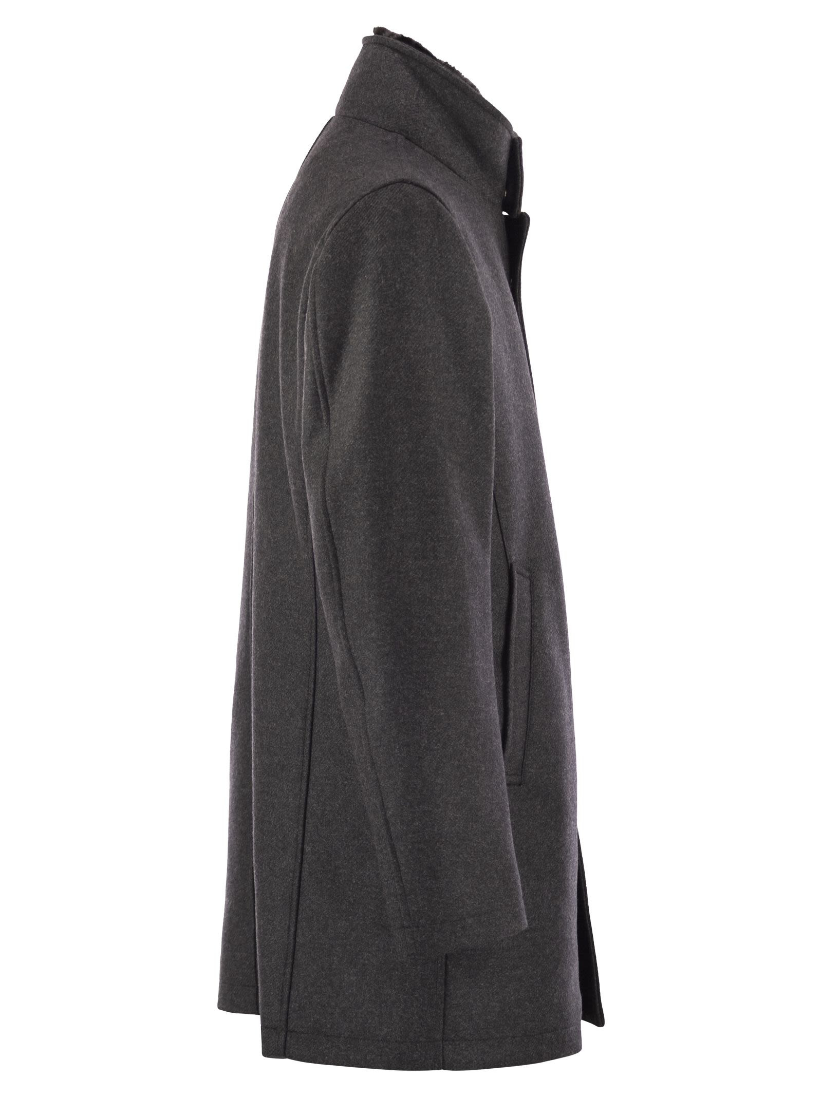 Herno Men Wool Coat With Detachable Collar - 3