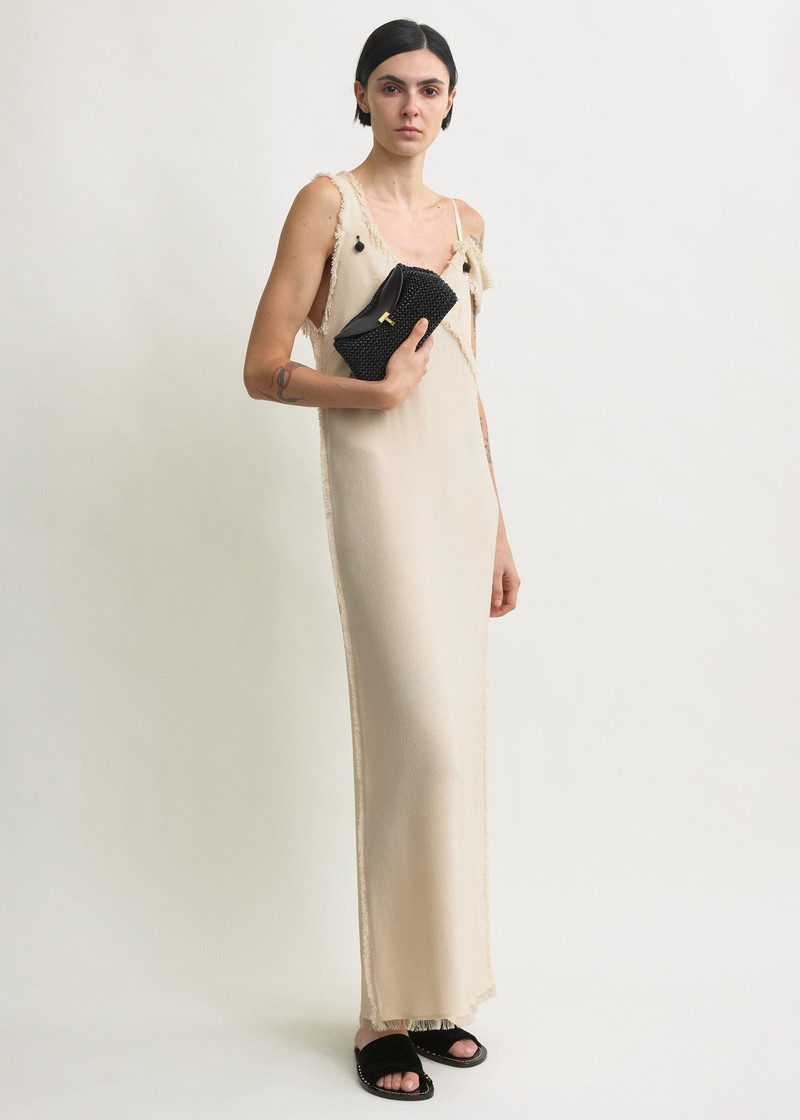 TOTEME Mini T-lock woven-leather clutch black outlook