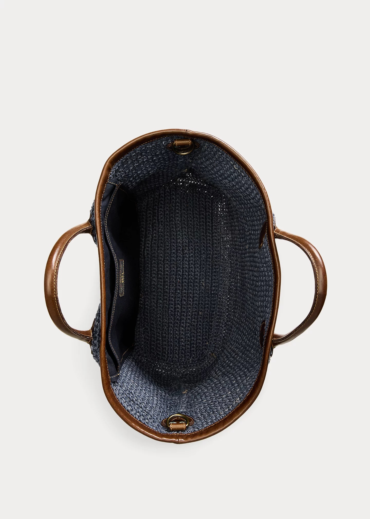 Leather-Trim Handwoven Indigo Tote - 4