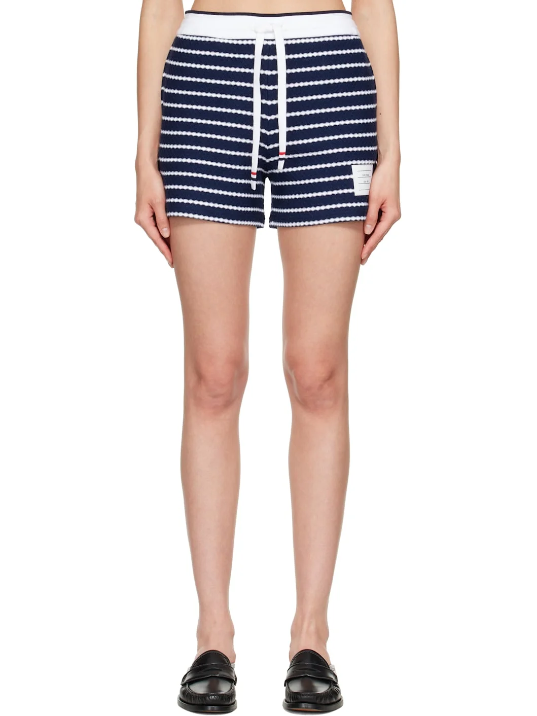 Navy Striped Honeycomb Shorts - 1