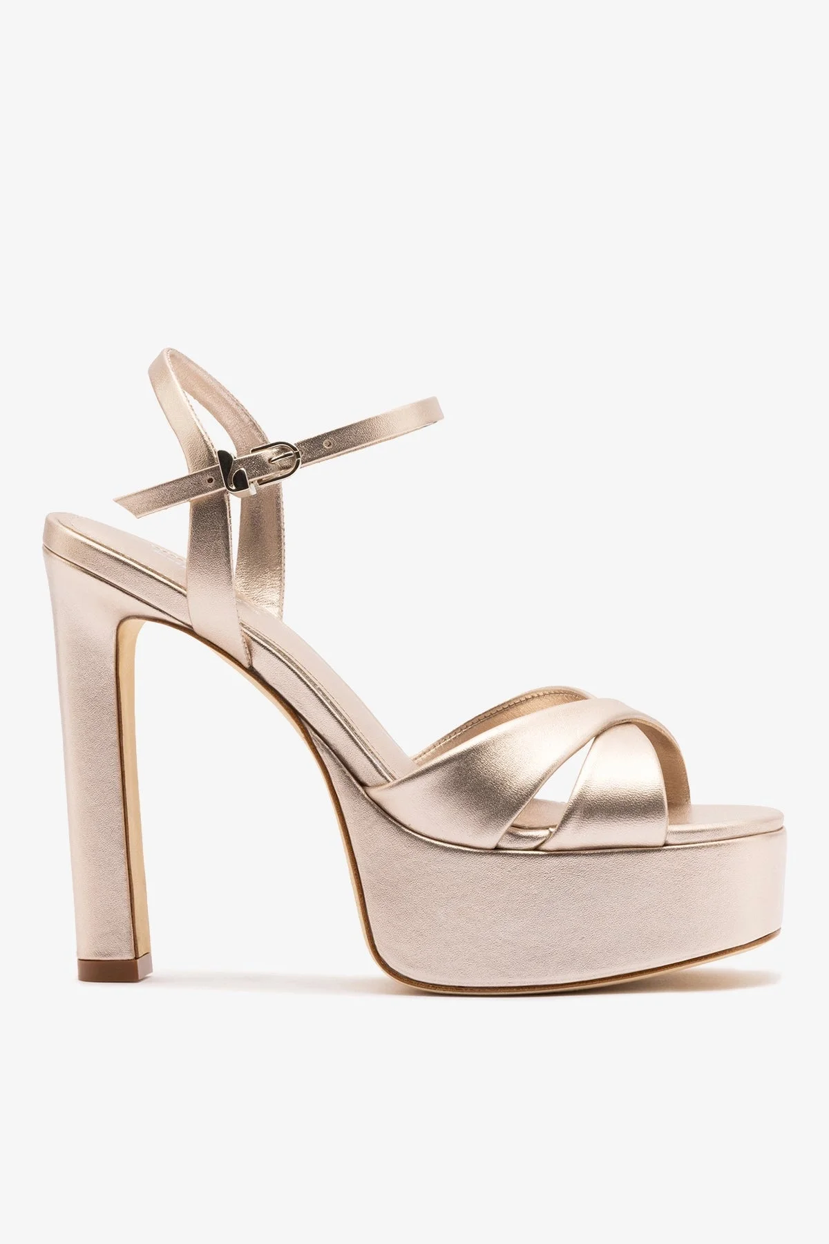 Bianca High Platform Sandal In Champagne Metallic Leather - 1
