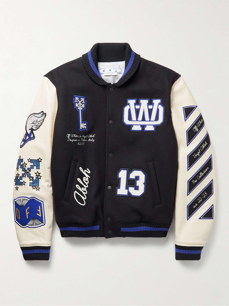 Appliquéd Wool-Blend Felt 및 가죽 Varsity 재킷 - 1