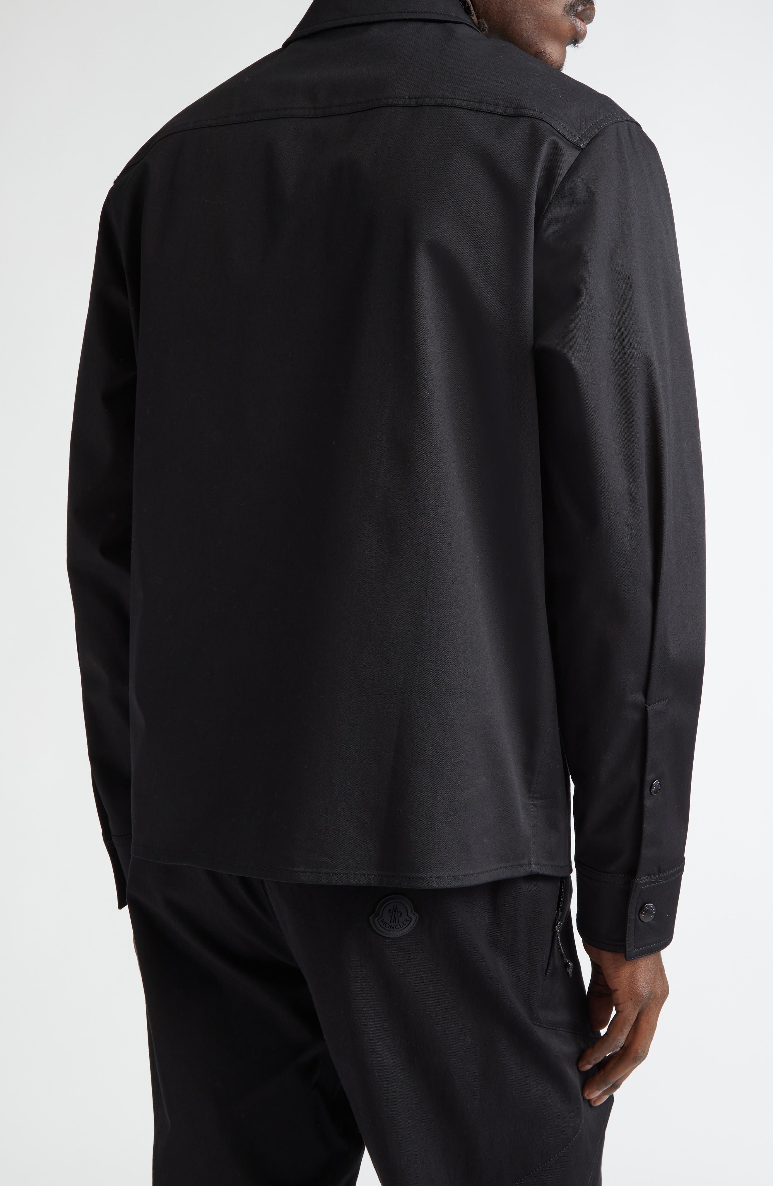 Moncler Camicia Stretch Cotton Zip Shirt Jacket in Black at Nordstrom - 2