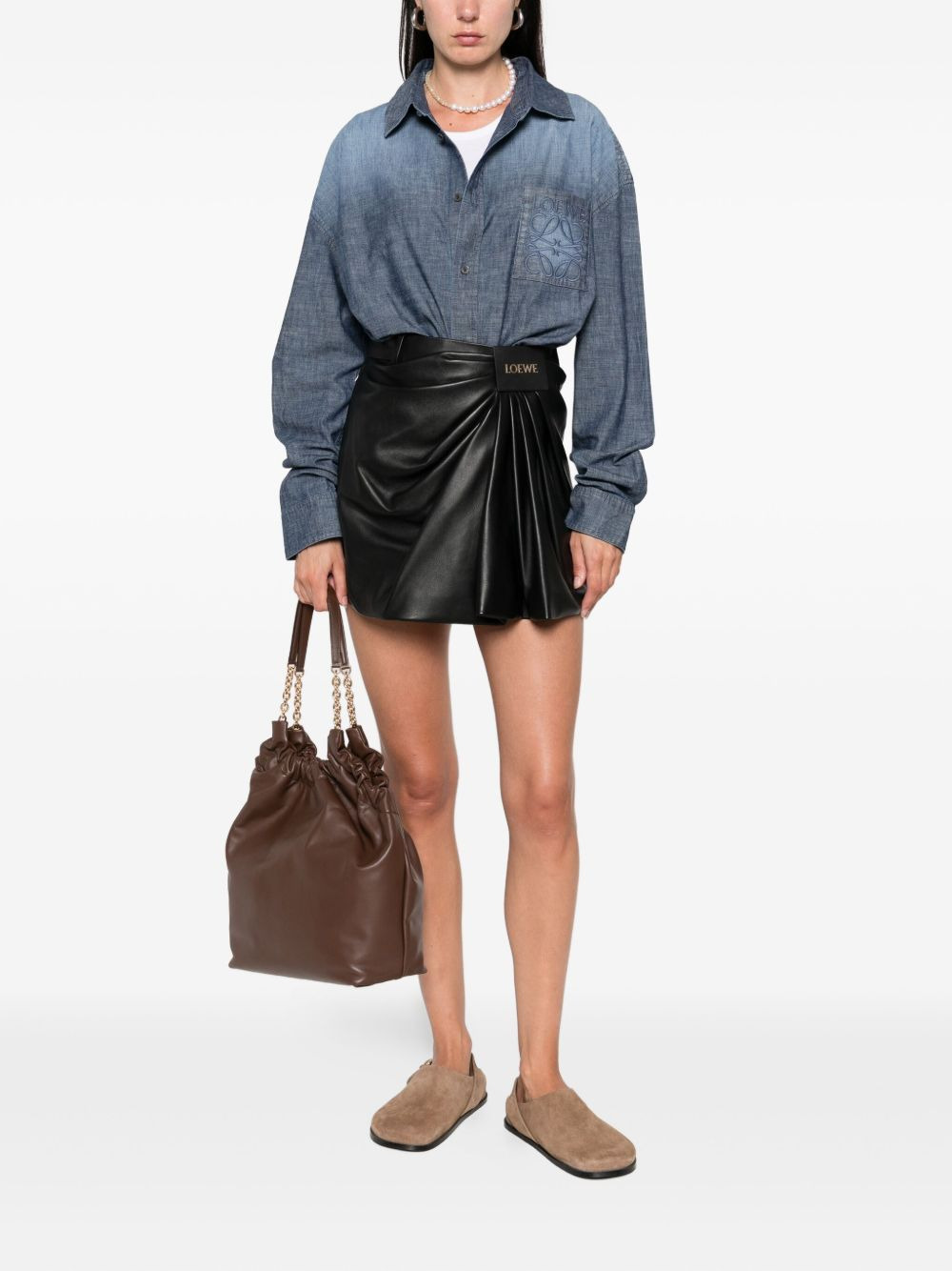 Anagram-embroidered denim shirt - 2