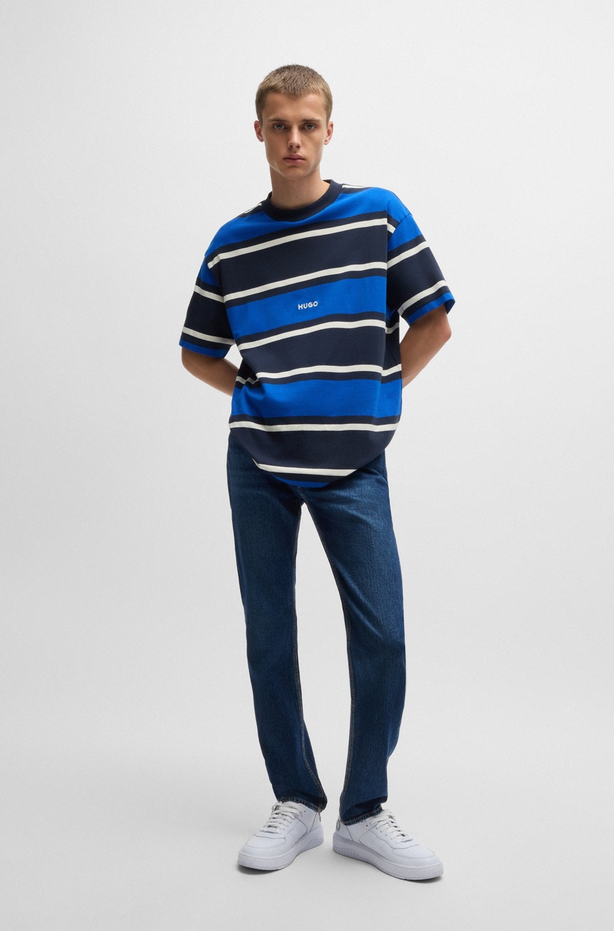 SLIM-FIT JEANS IN BLUE STRETCH DENIM - 3