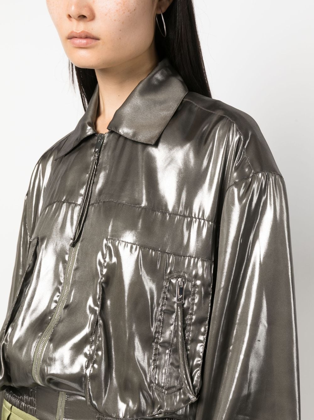 pointed-collar metallic bomber jacket - 5