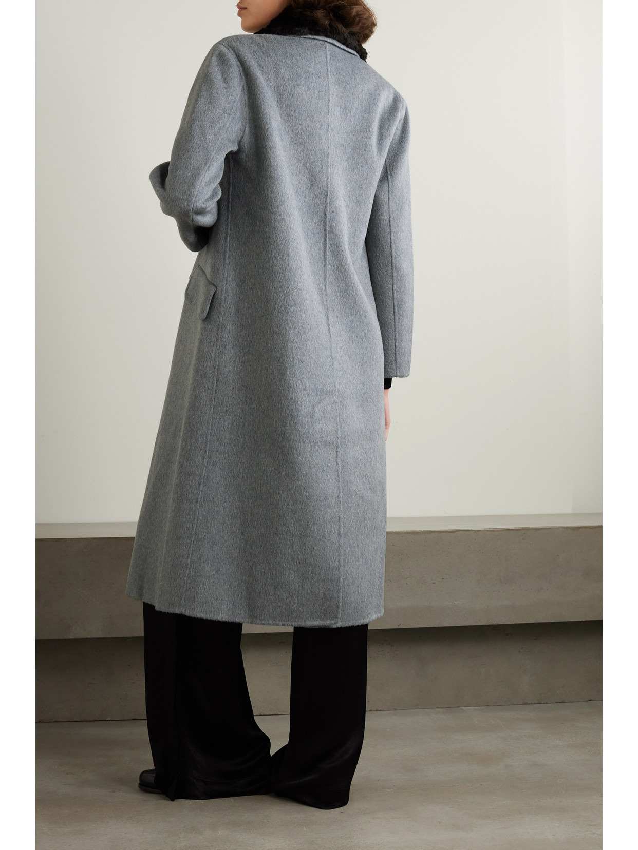 Emma Double-breasted Faux Fur-trimmed Wool-blend Coat - 3