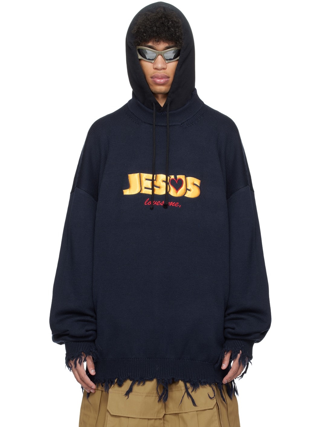 Navy 'Jesus Loves You' Sweater - 1