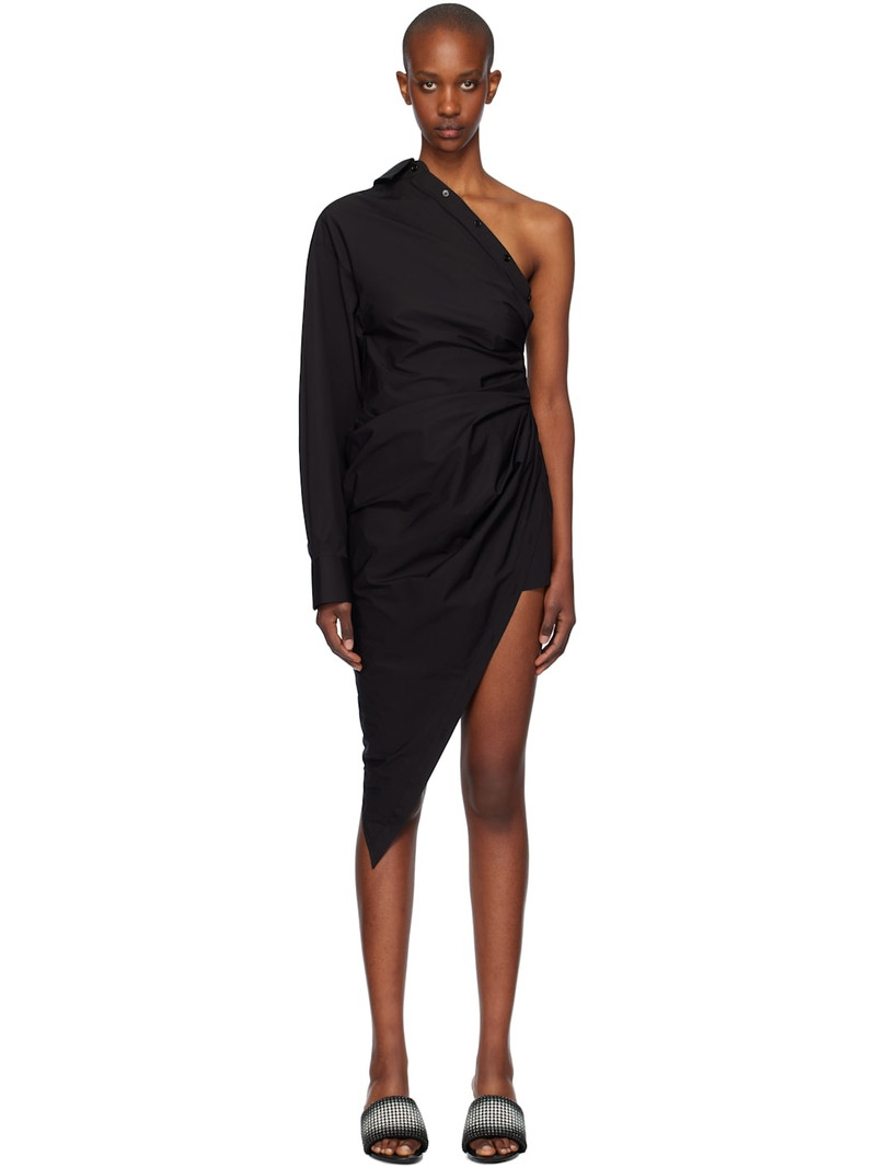Black Tailored Asymmetric Midi Dress - 1