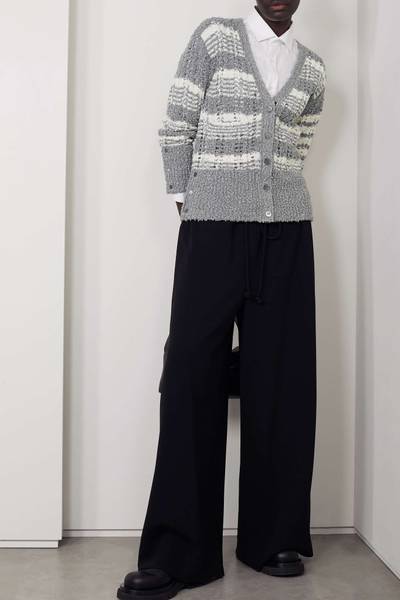 Thom Browne Striped bouclé-knit cotton-blend cardigan outlook