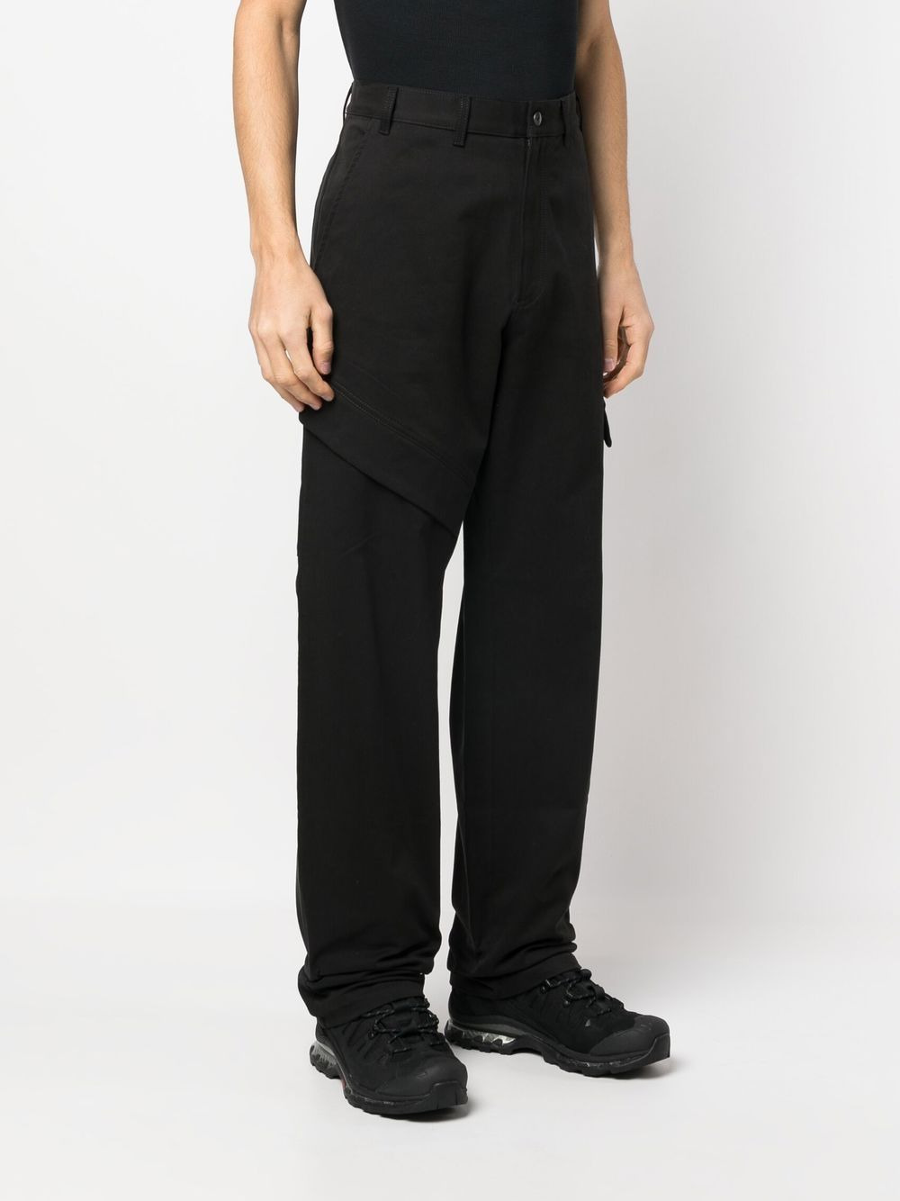 logo-patch straight-leg trousers - 3