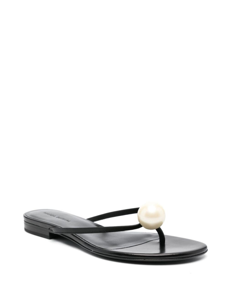 MAGDA BUTRYM pearl-embellished leather sandals outlook