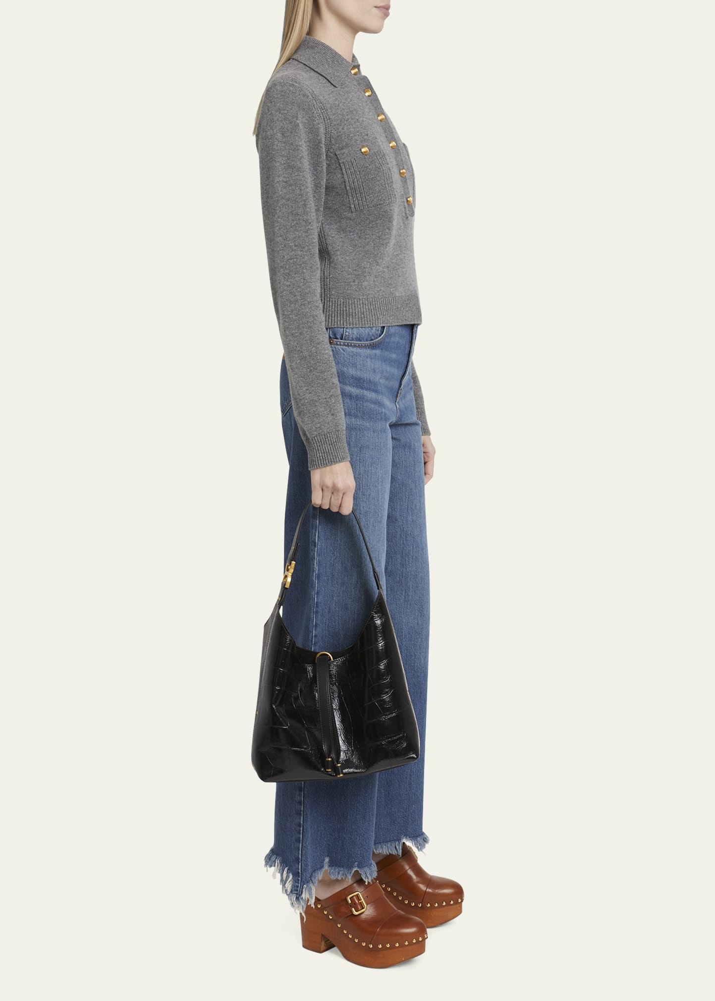 Marcie Small Hobo Bag in Croc-Embossed Leather - 5