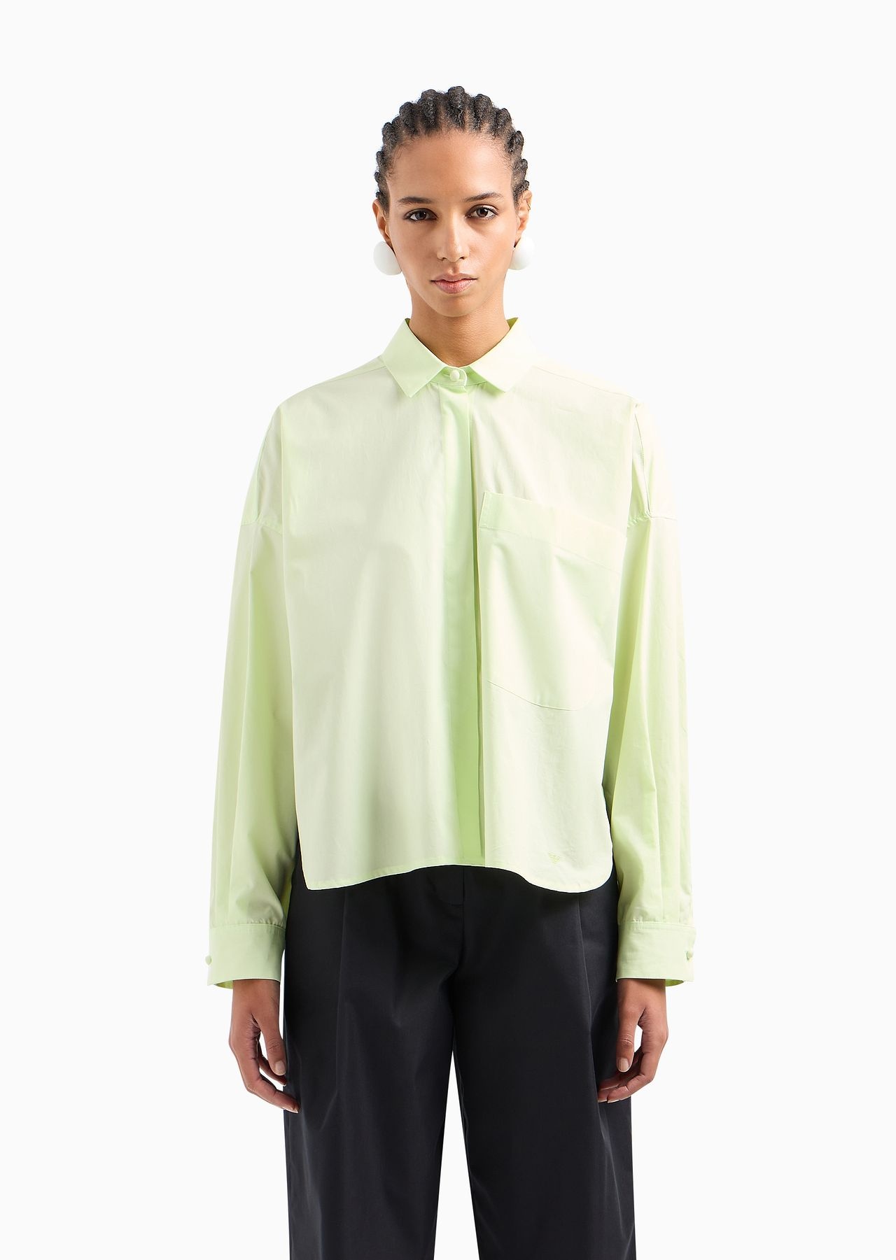 Poplin shirt with asymmetric hem and patch pocket - 2