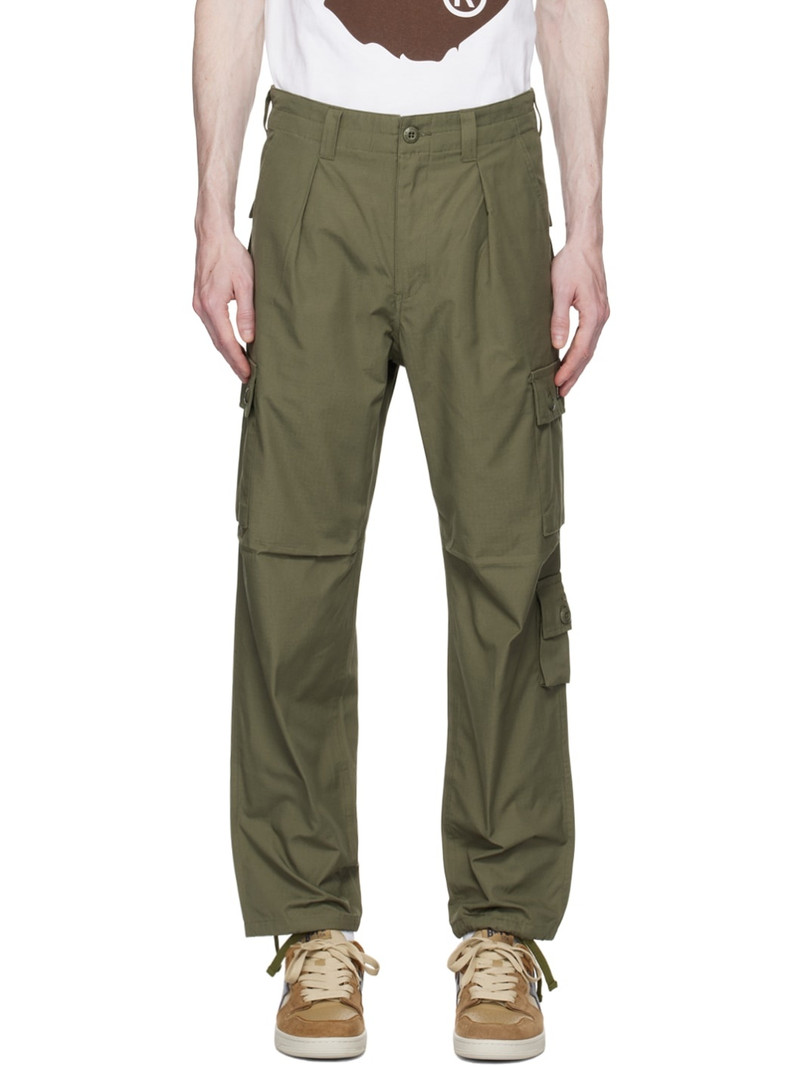 Khaki Pleated Cargo Pants 1