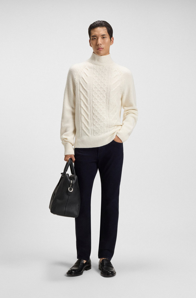 BOSS WOOL-SILK SWEATER WITH CABLE KNIT outlook