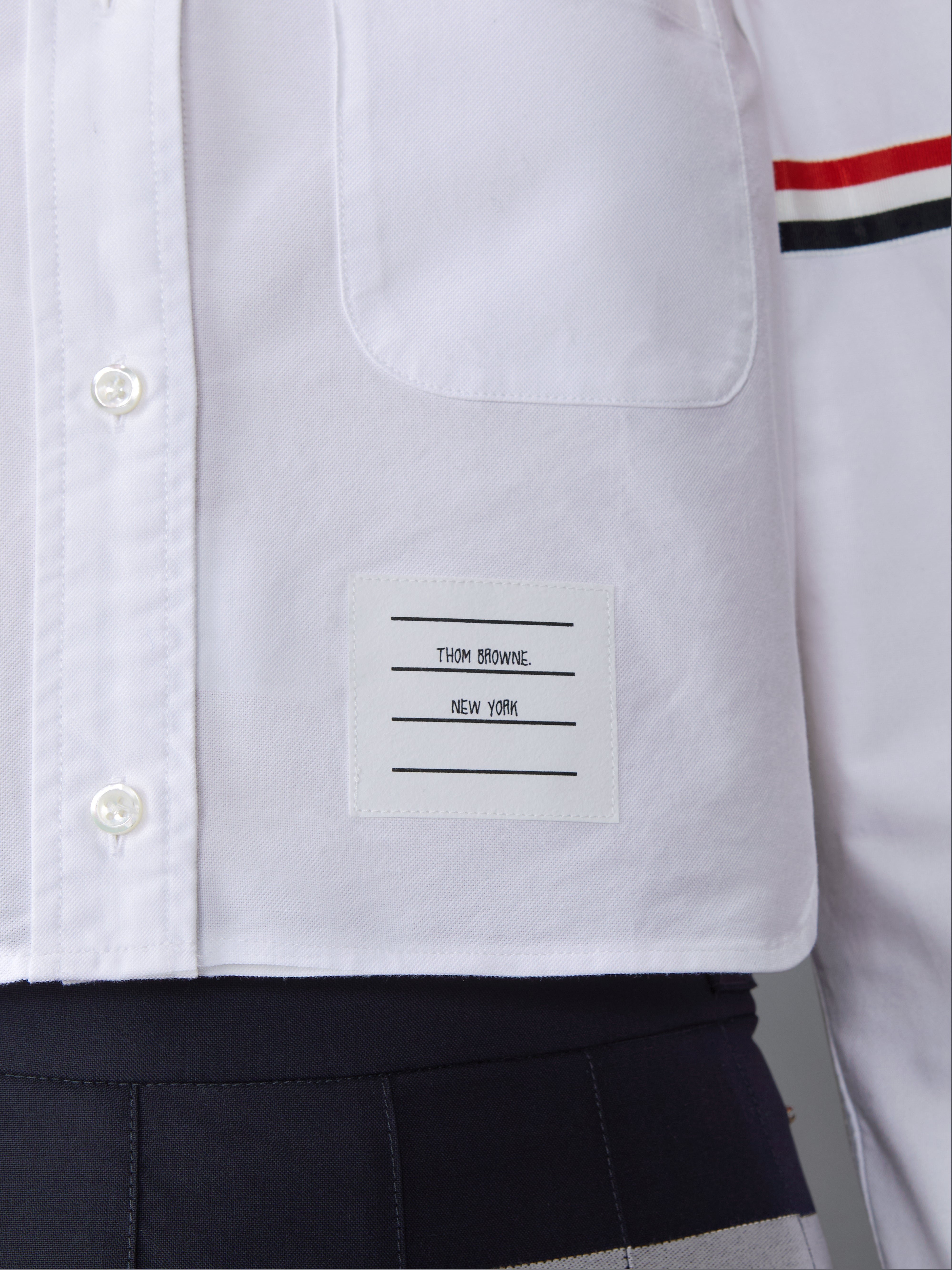 OXFORD ARMBAND CROPPED ROUND COLLAR SHIRT - 6