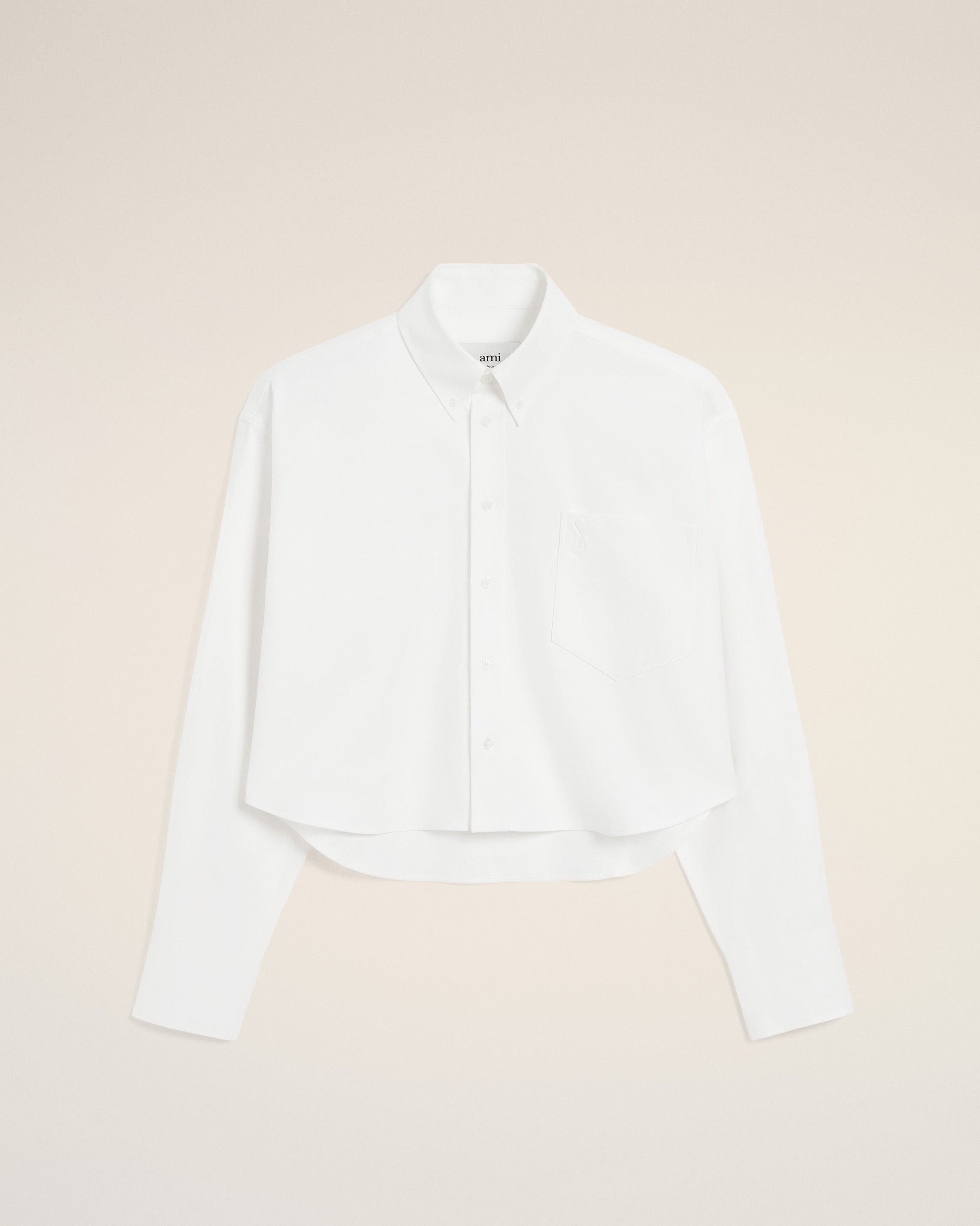 WHITE COTTON AMI DE COEUR CROPPED OVERSIZED SHIRT - 1