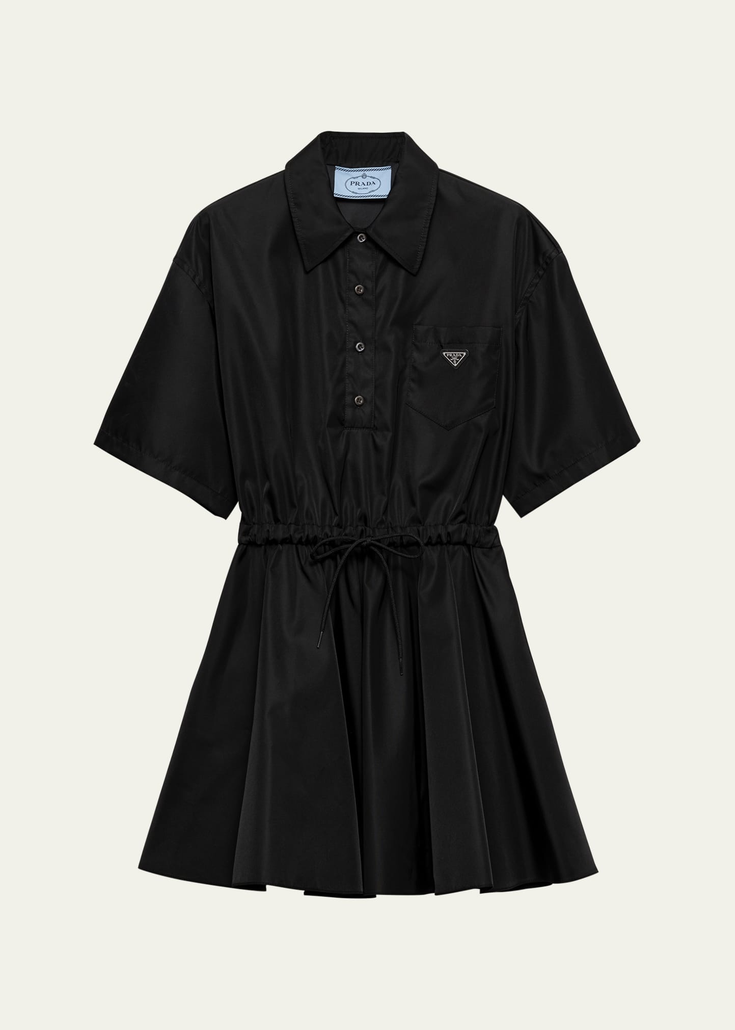 Re-Nylon Drawstring Fit-Flare Mini Dress - 1