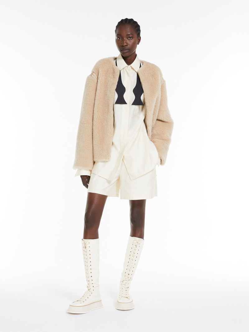 Max Mara PANNO Teddy fabric crew-neck jacket outlook