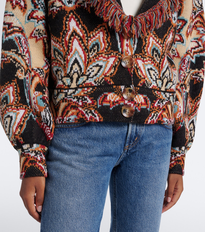 Tapestry Dream fringed jacquard cardigan 4