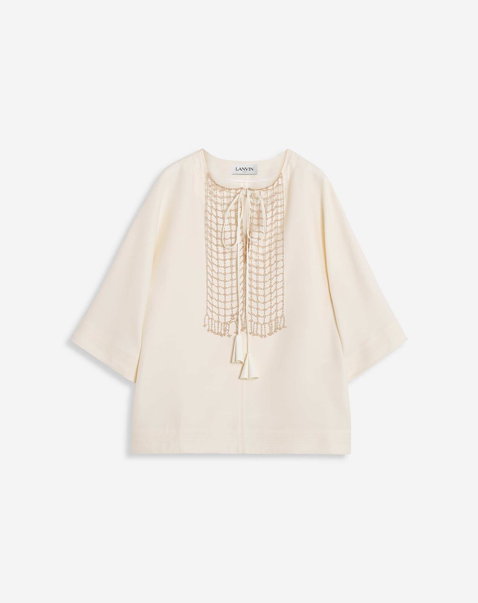 OPEN NECK EMBROIDERED TOP - 1
