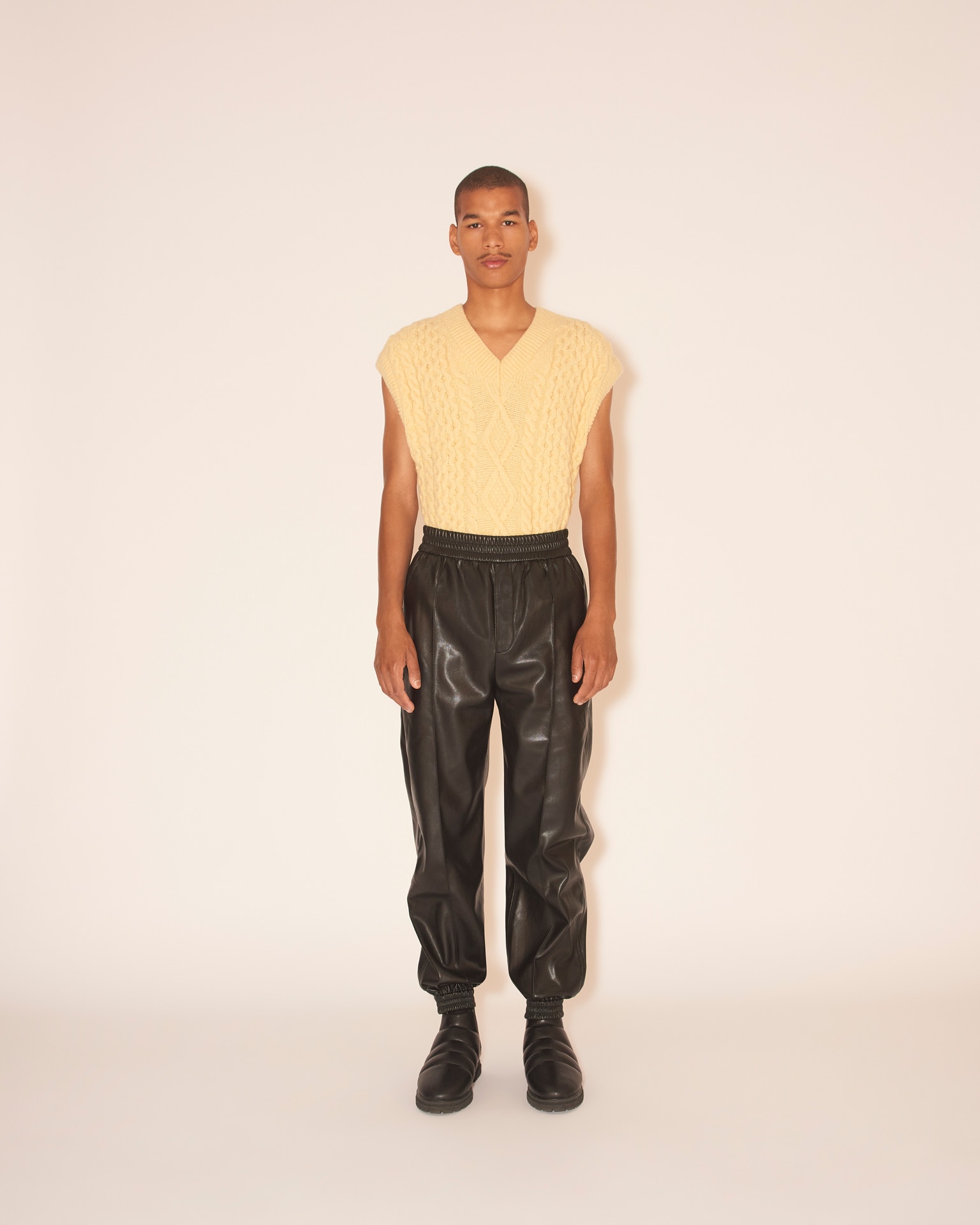 VITOR - OKOBOR™ alt-leather elasticated trousers - Black - 3