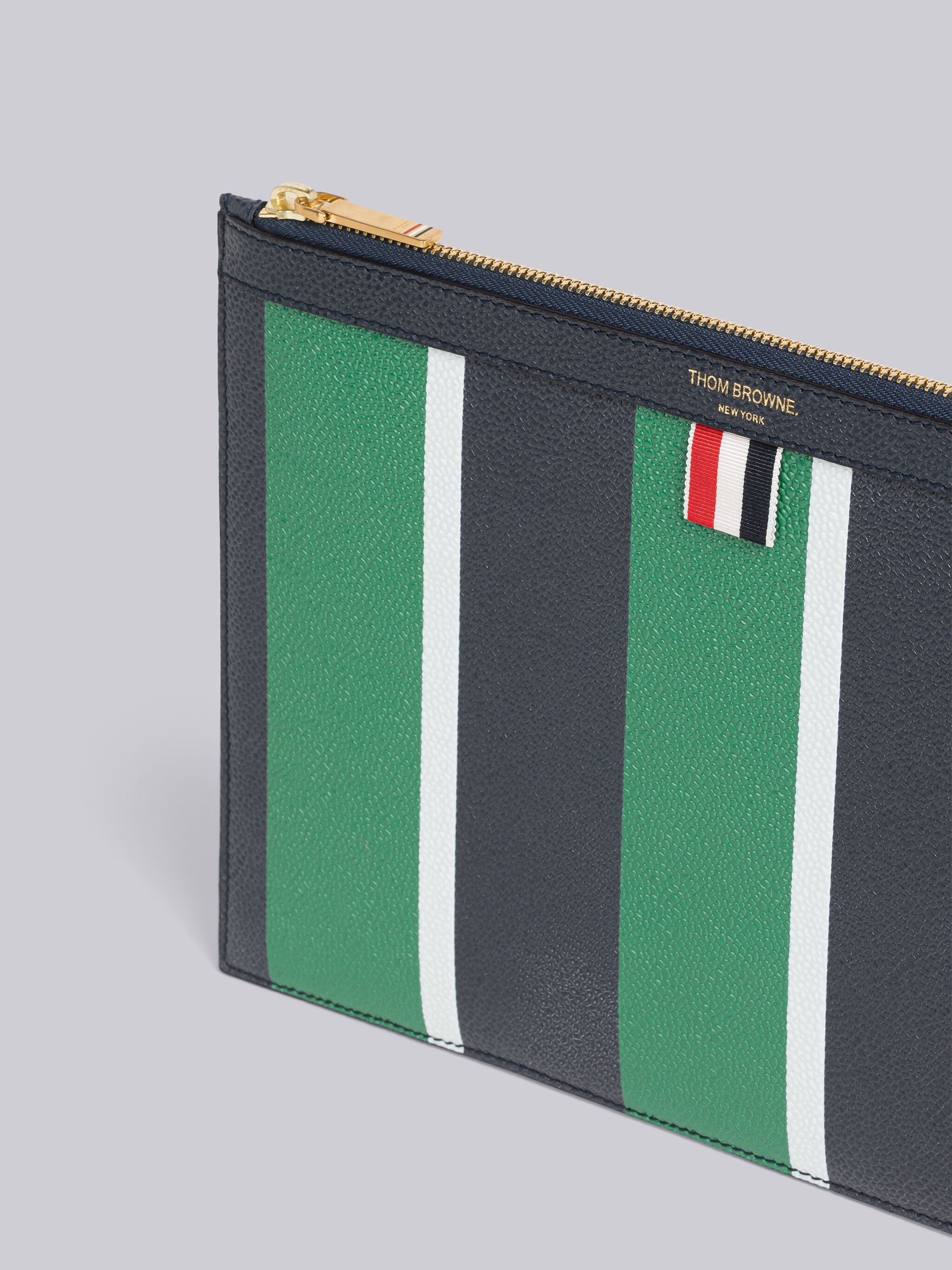 Stripe Pebble Grain Leather Small Document Holder - 2