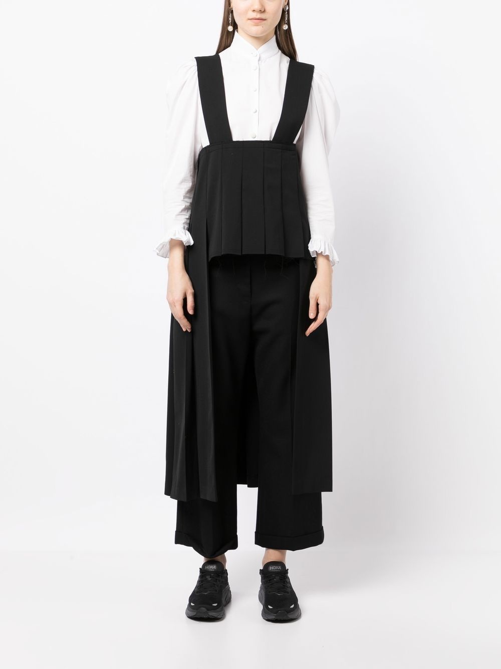 distressed-effect box-pleated dress - 2