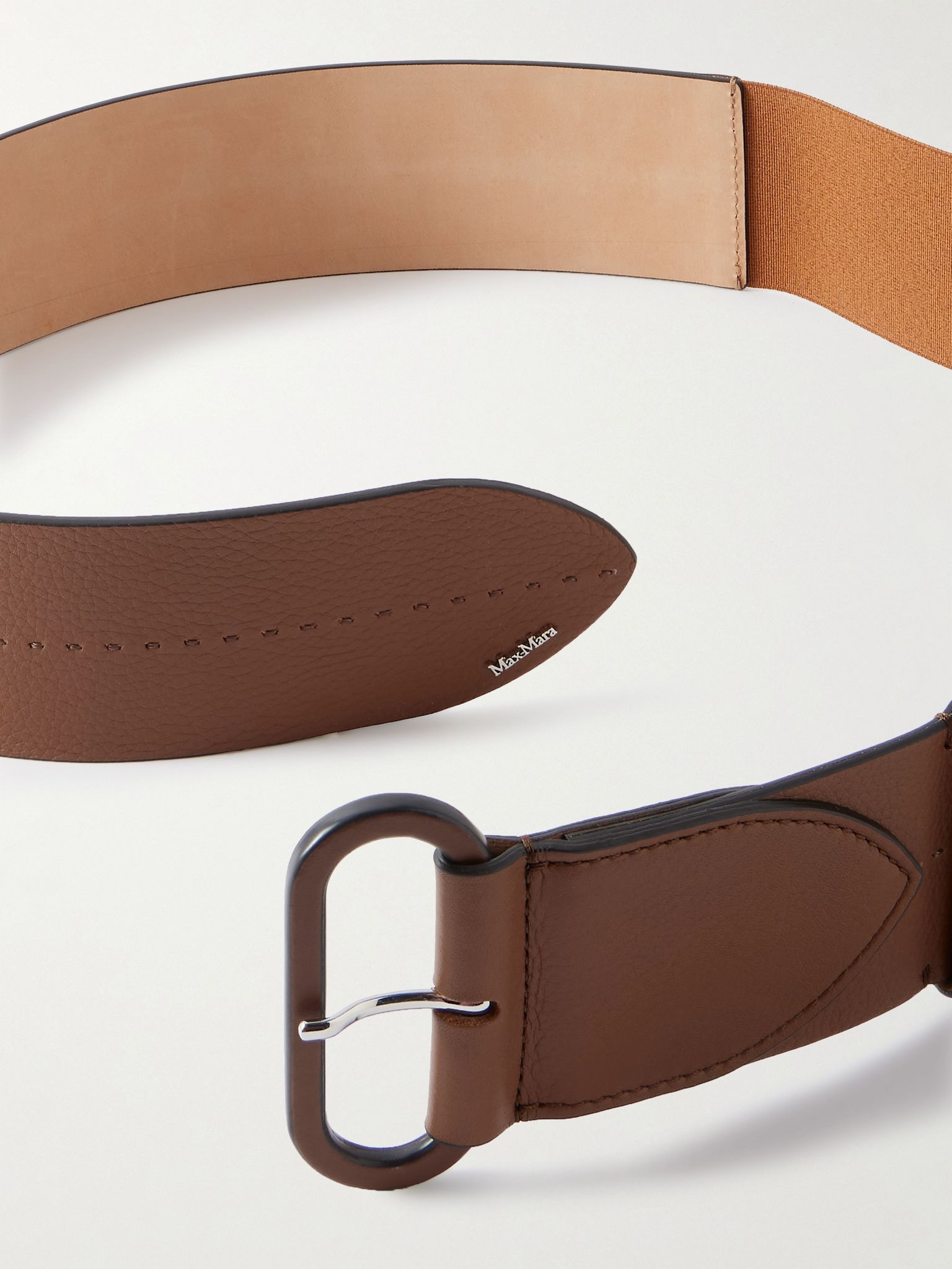 Textured leather belt Brown - 3