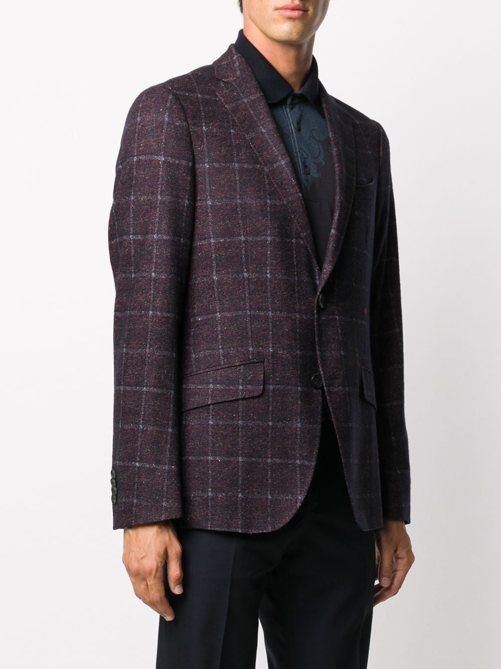 checked single-breasted blazer - 3