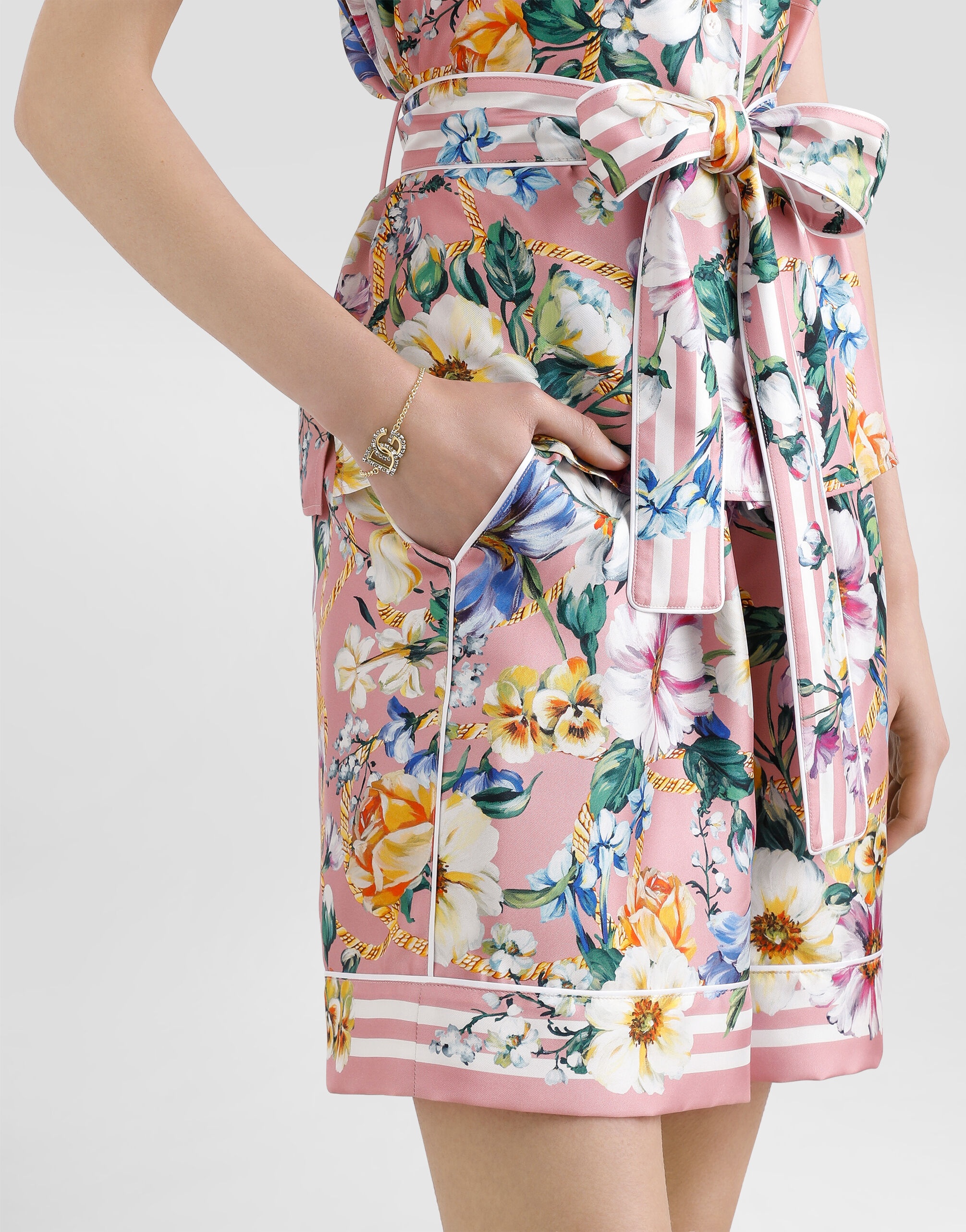 Floral-print silk pajama shorts - 4
