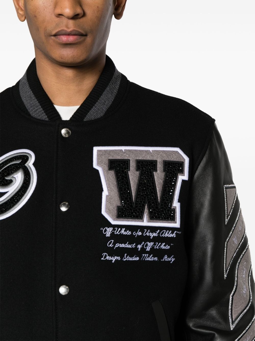 crystal-embellished varsity jacket - 5